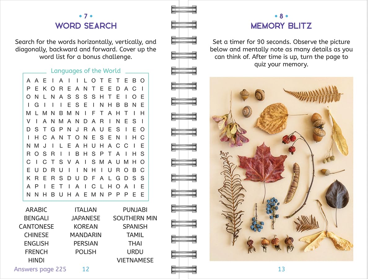 Large Print Memory Puzzles: 175+ Puzzles and Activities for Adults to Exercise Memory and Improve Focus - Includes Spiral Bound / Lay Flat Design and ... Font for Easy Reading (Brain Busters)