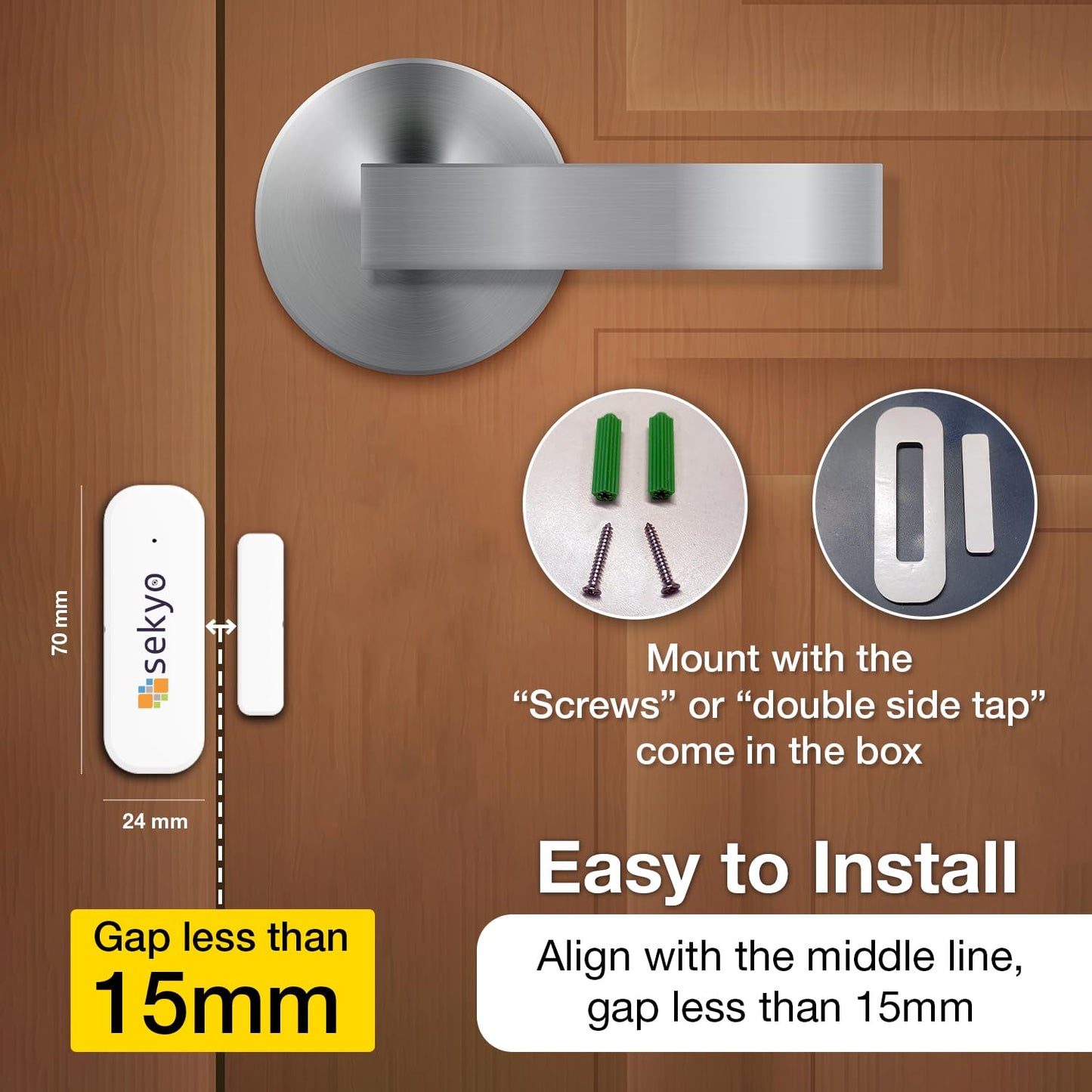 Smart WiFi Door & Window Sensor for Home| No Hub Required | Free App Alert, Works with Tuya Smart Life Devices, Compatible with Alexa, Google Home, Siri (No Siren but Phone Notification)