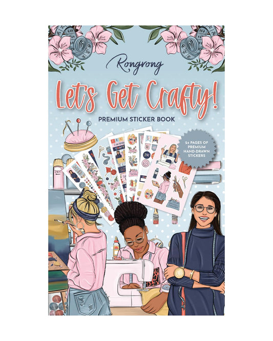 Rongrong Let's Get Crafty Planner Stickers Book for Planners, Calendars, Journals and Projects – Premium Quality Hand Drawn Creative Sewing Knitting Supplies – Scrapbook Accessories – 24 Pages