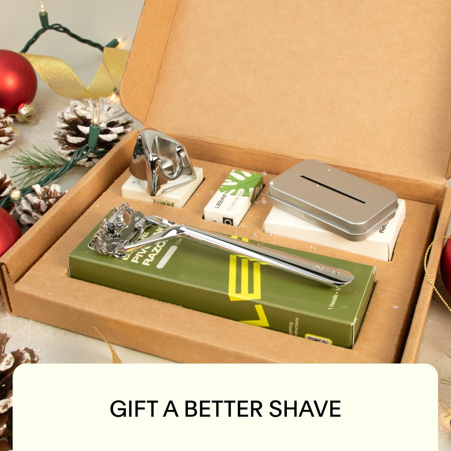 Leaf Shave | The Leaf Razor Set, Black - Includes 1x Leaf Razor, 1x Matching Stand, 1x 50-Pack of Single-Edge Blade Refills, and 1x Blade Bank