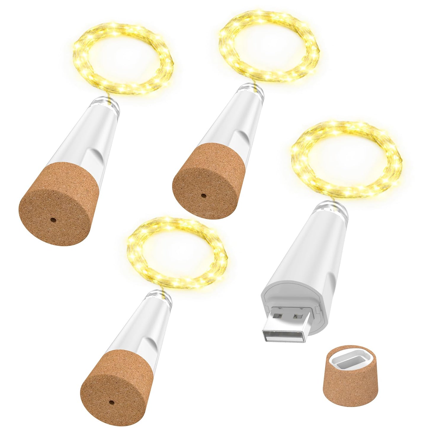 OUSMIN String Lights, USB Rechargeable Wine Bottle Lights with Cork, 2025 Version USB Fairy Light for Party Christmas