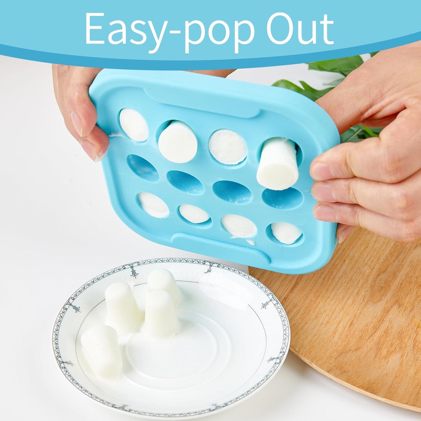 Anteecana Silicone Baby Food Teether Feeder, Breastmilk Popsicle Molds, 2 Pack Freezer Tray with Lid, 3 Sizes Food Pouches