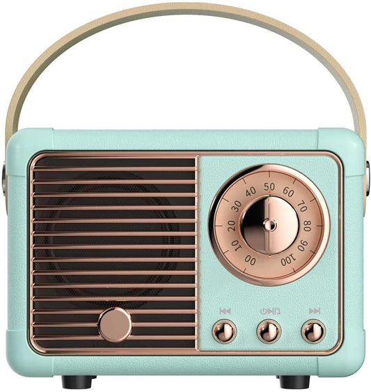 Retro Bluetooth Speaker, Portable Wireless Speaker with Crystal Clear Stereo Sound, Retro Decor for Bedroom Office Kitchen, Birthday Gifts Ideas for Women Men Teens (Green)