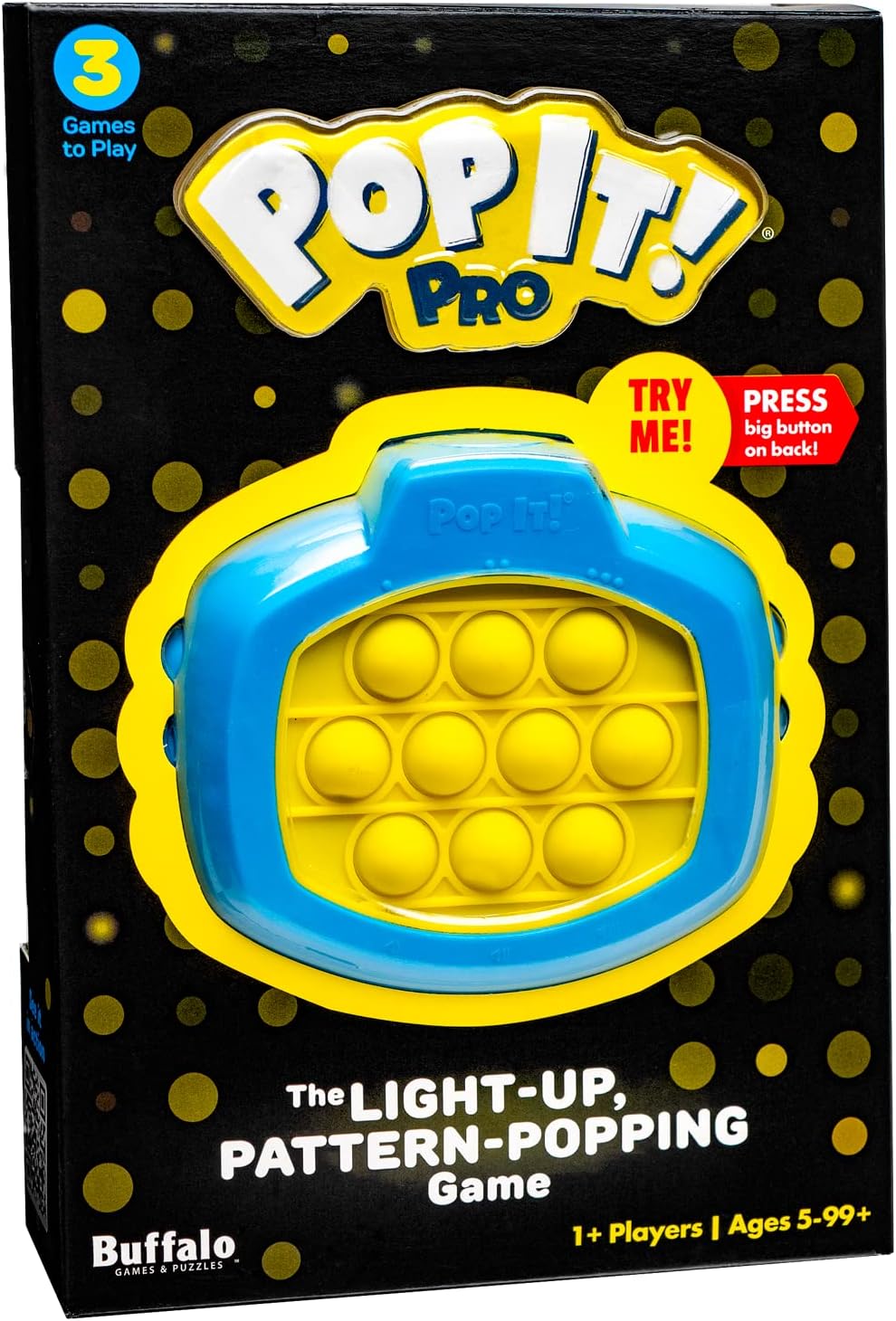 Pop It! Pro - The Original Light Up, Pattern Popping, Pop It! Game from Buffalo Games,Blue and Yellow