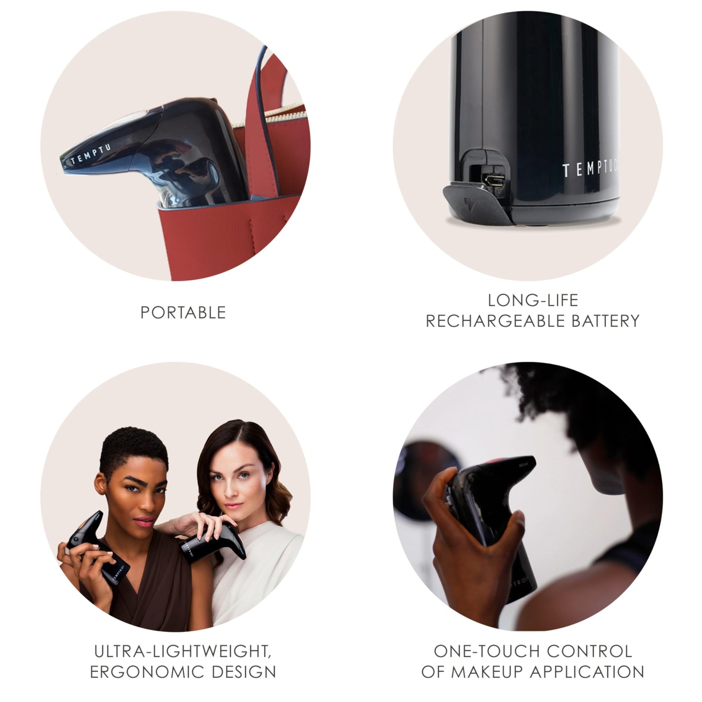 TEMPTU Air Intro Airbrush Makeup Kit in Medium: 9-Piece Set Includes Cordless Device, Refillable Makeup Cartridge, 3 Perfect Canvas Semi-Matte Foundations, Primer, Blush, Highlighter & Cleaner