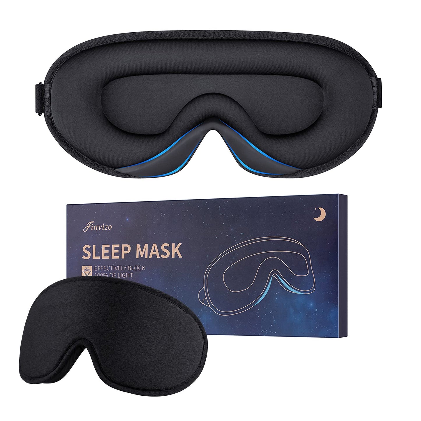 Sleep Eye Mask for Women Men: Soft Foam Comfortable Sleeping Mask, Eye Cover Blindfold at Night Block Out Light Eye Shade Cover for Travel Yoga Nap, Black