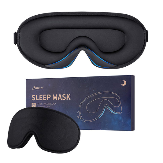 Sleep Eye Mask for Women Men: Soft Foam Comfortable Sleeping Mask, Eye Cover Blindfold at Night Block Out Light Eye Shade Cover for Travel Yoga Nap, Black