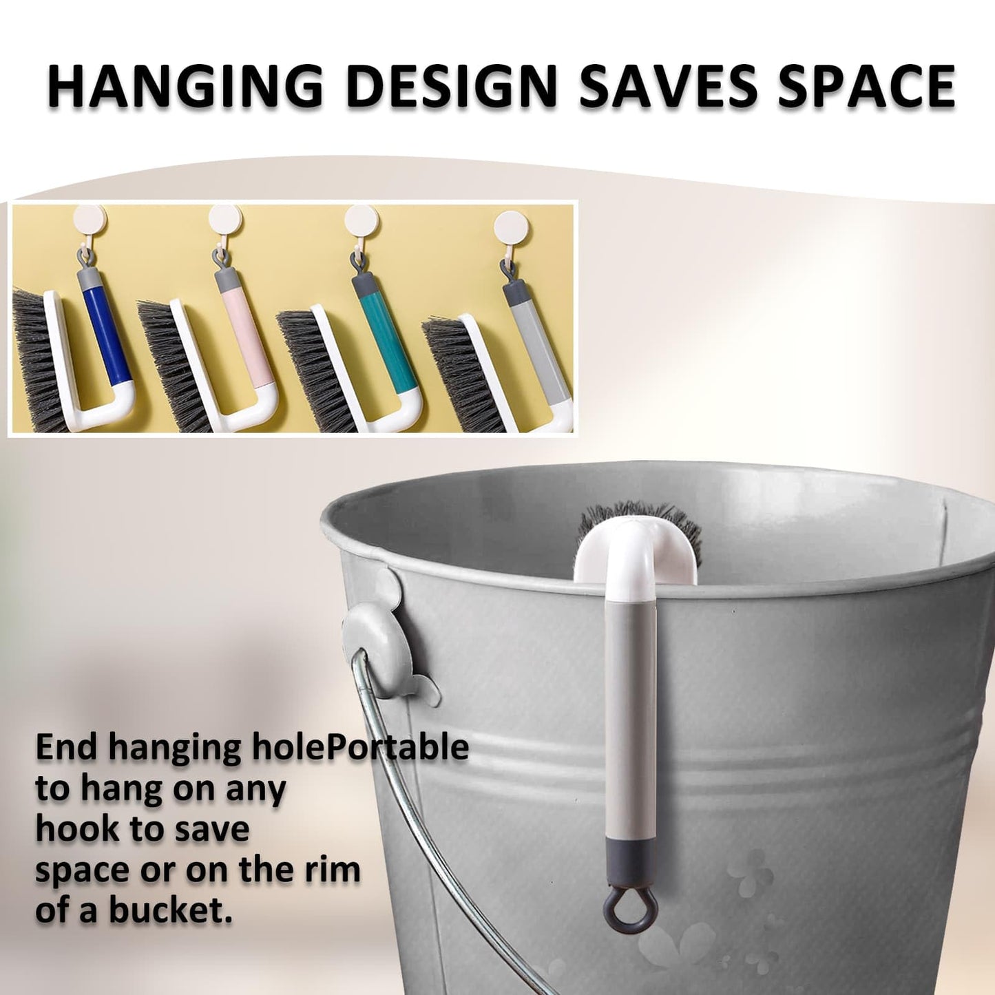 Scrub Brush, Scrubbing Cleaning Brushes, Heavy Duty Cleaning Brushes with Handle, for Shower, Bathroom, Carpet, Kitchen and Bathtub Scrubber, 2 Pack (Grey)