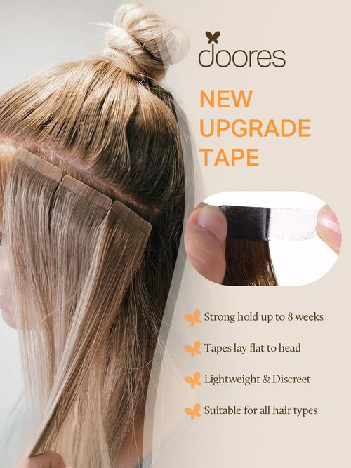 DOORES Real Human Hair Tape in Extensions, Dark Brown 26 Inch 120g 40pcs, Long Straight Remy Hair