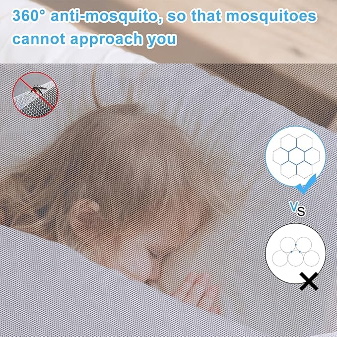 AMMER Pop-Up Mosquito Net Tent for Beds Portable Folding Design with Net Bottom for Baby Adults Trip (79 x71x59 inch)