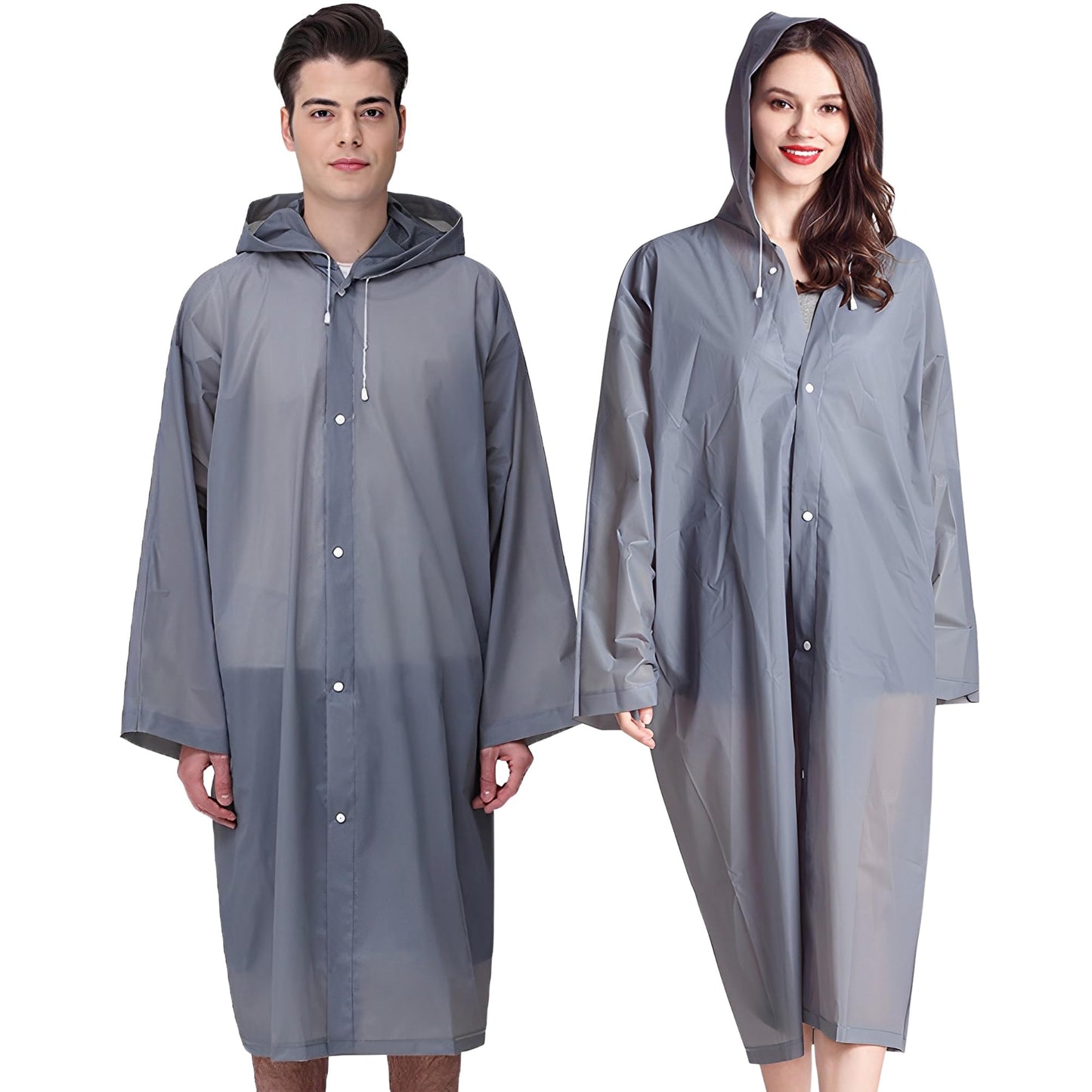 Cosowe Rain Ponchos for Adults Reusable, 2 Pcs Raincoats Emergency for Women Men with Hood and Drawstring