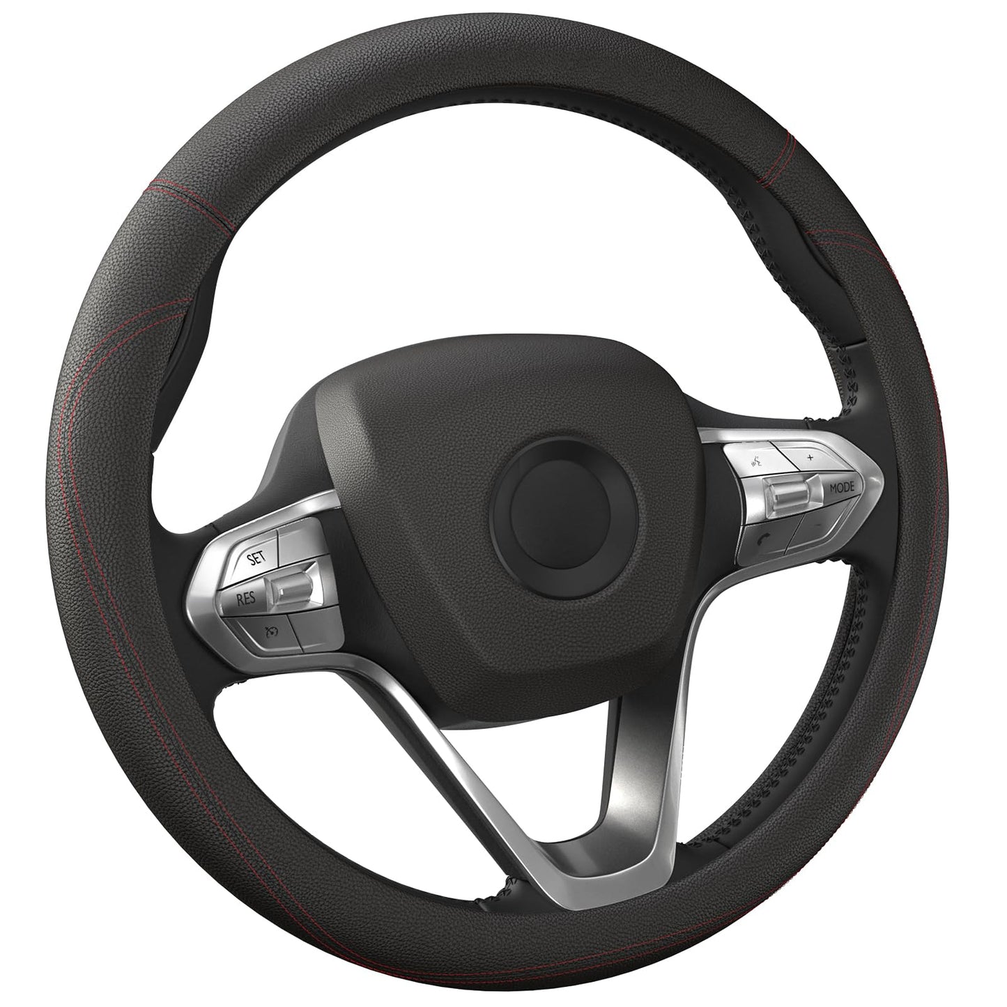 HOTOR Car Steering Wheel Cover - Universal Car Accessory for Diverse Cars, Durable Leather Cover with Anti-Slip Lining, for Steering Wheel with a Diameter of 14.5"-15",Black