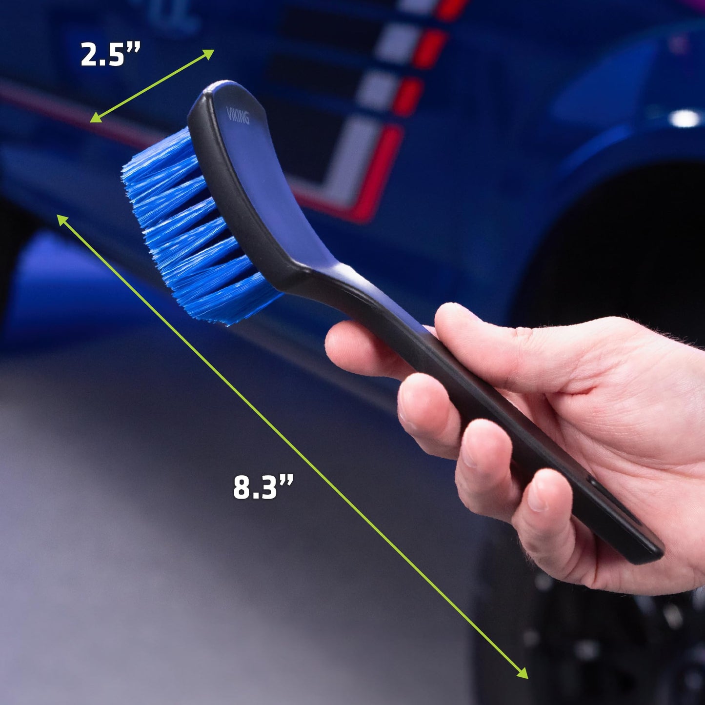 Viking Carpet Cleaning and Scrub Brush for Floor Mats, Cleaning Brush for Car Interior and Home, Black and Blue, 8.3 inch x 2.5 Inch