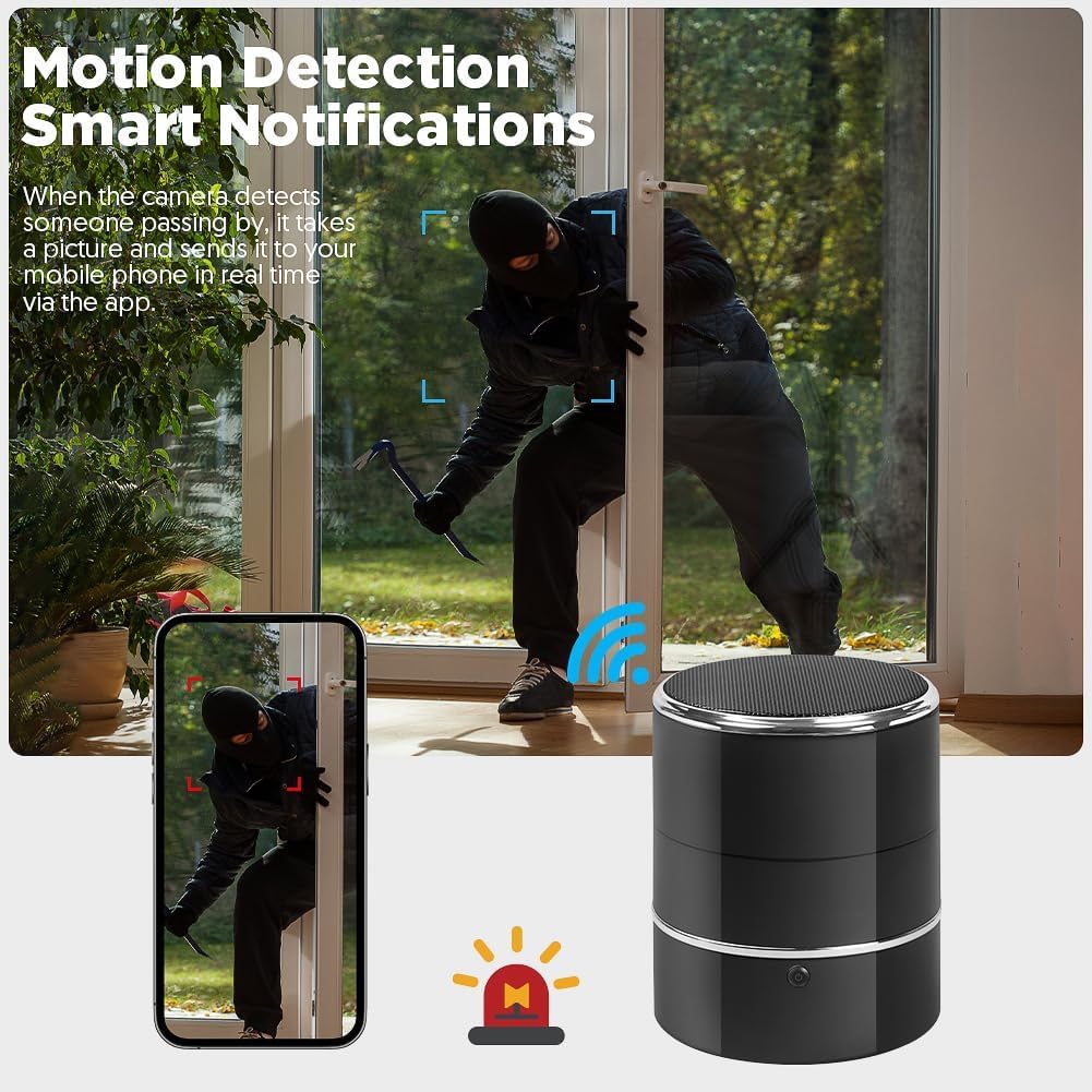 SOPKVL Bluetooth Speaker Camera - HD 1080P Wireless Camera - WiFi Cam with 240° Ultra Wide Angle Lens - Supports WiFi Bluetooth connectivity.