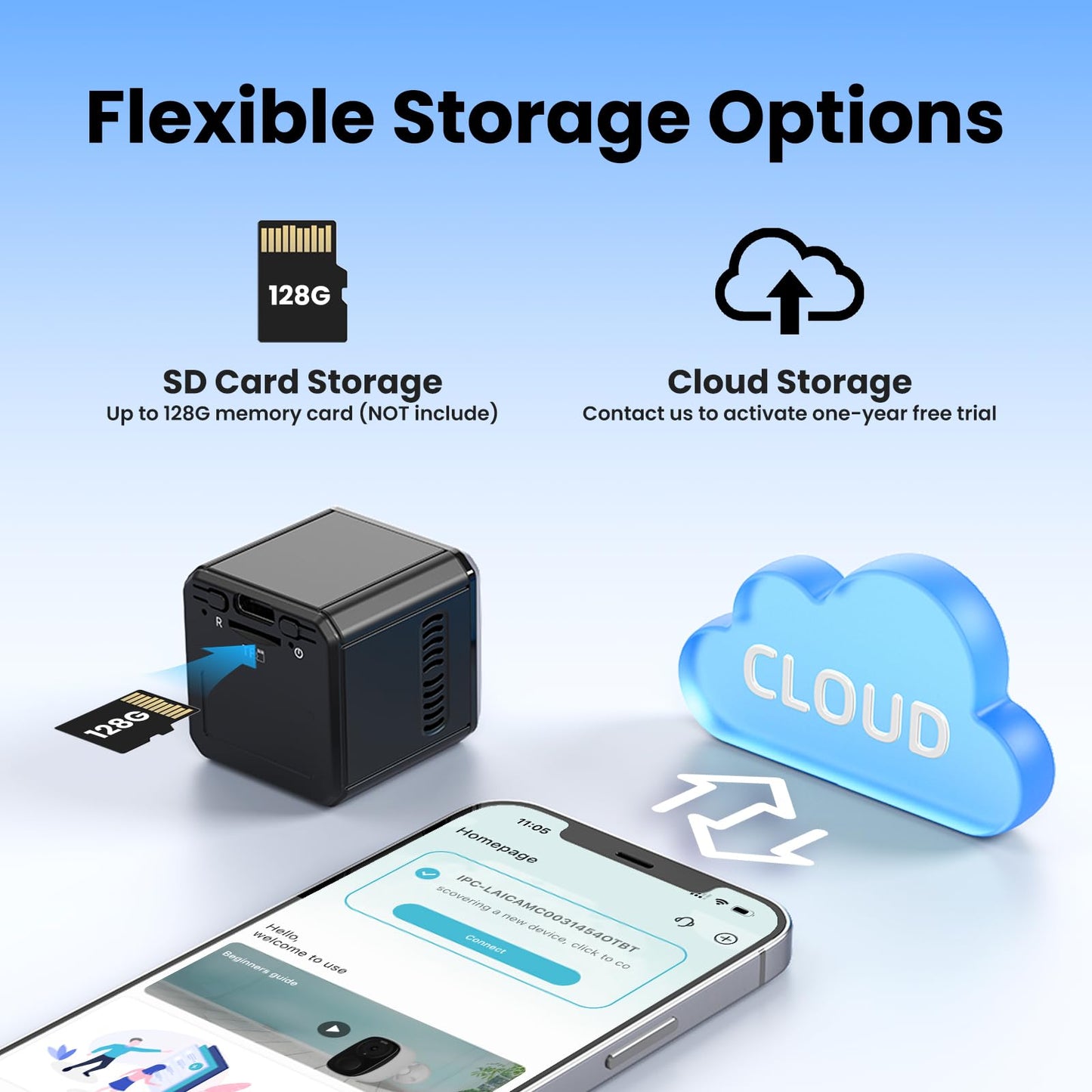 VIDCASTIVE Hidden Camera 1080P HD Mini Wireless WiFi Security Camera with Wide Angle View, AI Human Motion Detection, Night Vision, SD & Cloud Storage