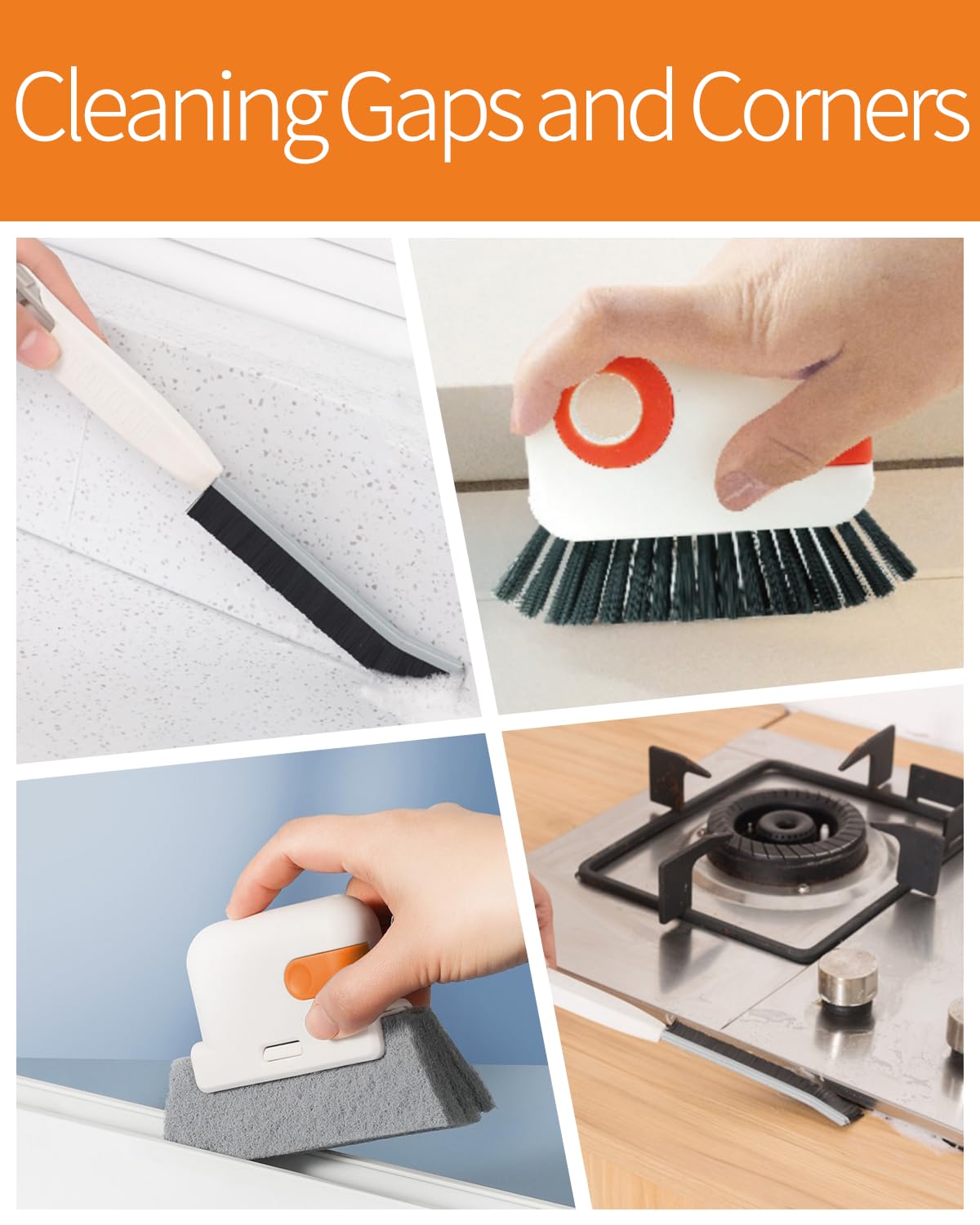 Window Sill Cleaner Tool - Hard Bristle Crevice Cleaning Brush, Multifunctional Gap Scrub Brush, Window, Home Essentials, Bathroom Cleaner Tools for Household Use, Kitchen - 8PCS