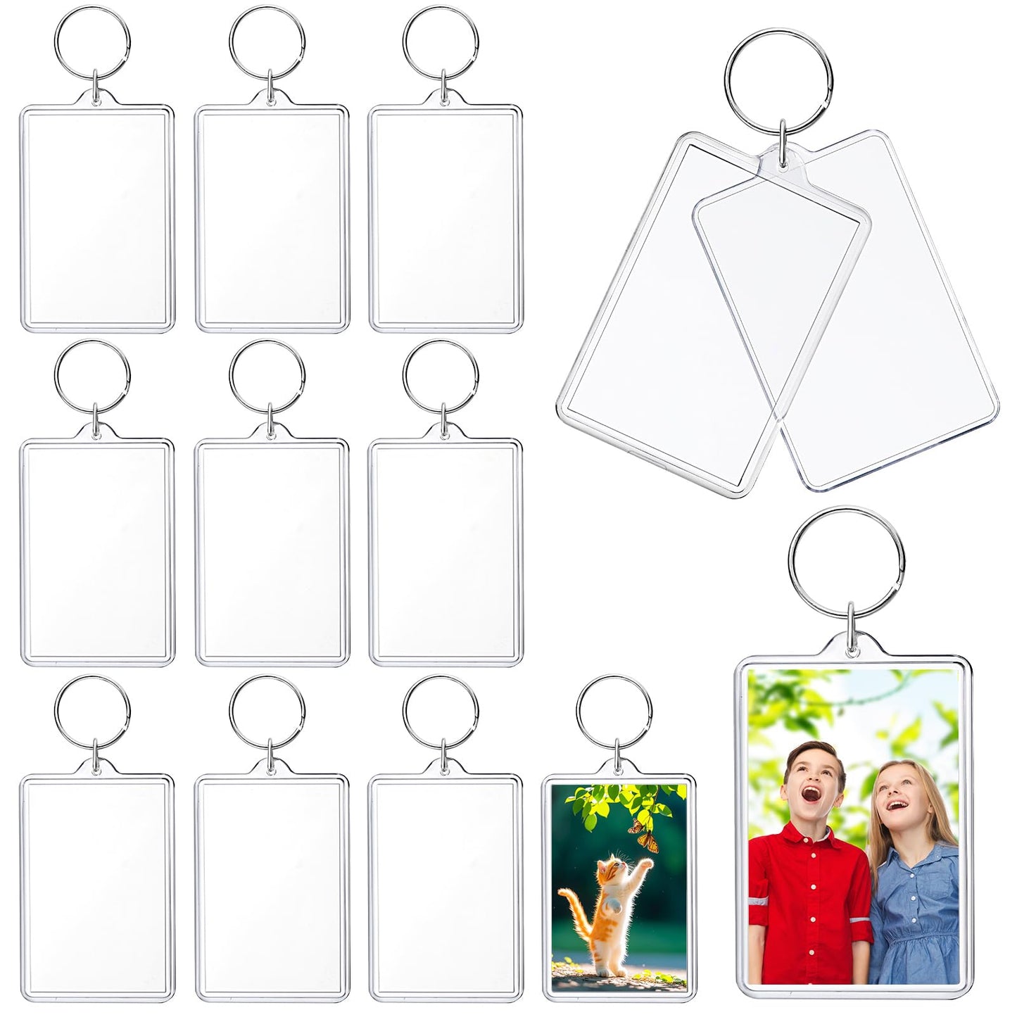 24 Pcs Photo Keychain (2 x 3inch) Transparent Picture Keychain, Acrylic Photo Insert Keychain Blank Photo Insert Keyring DIY Personalize Favor Graduation Gift