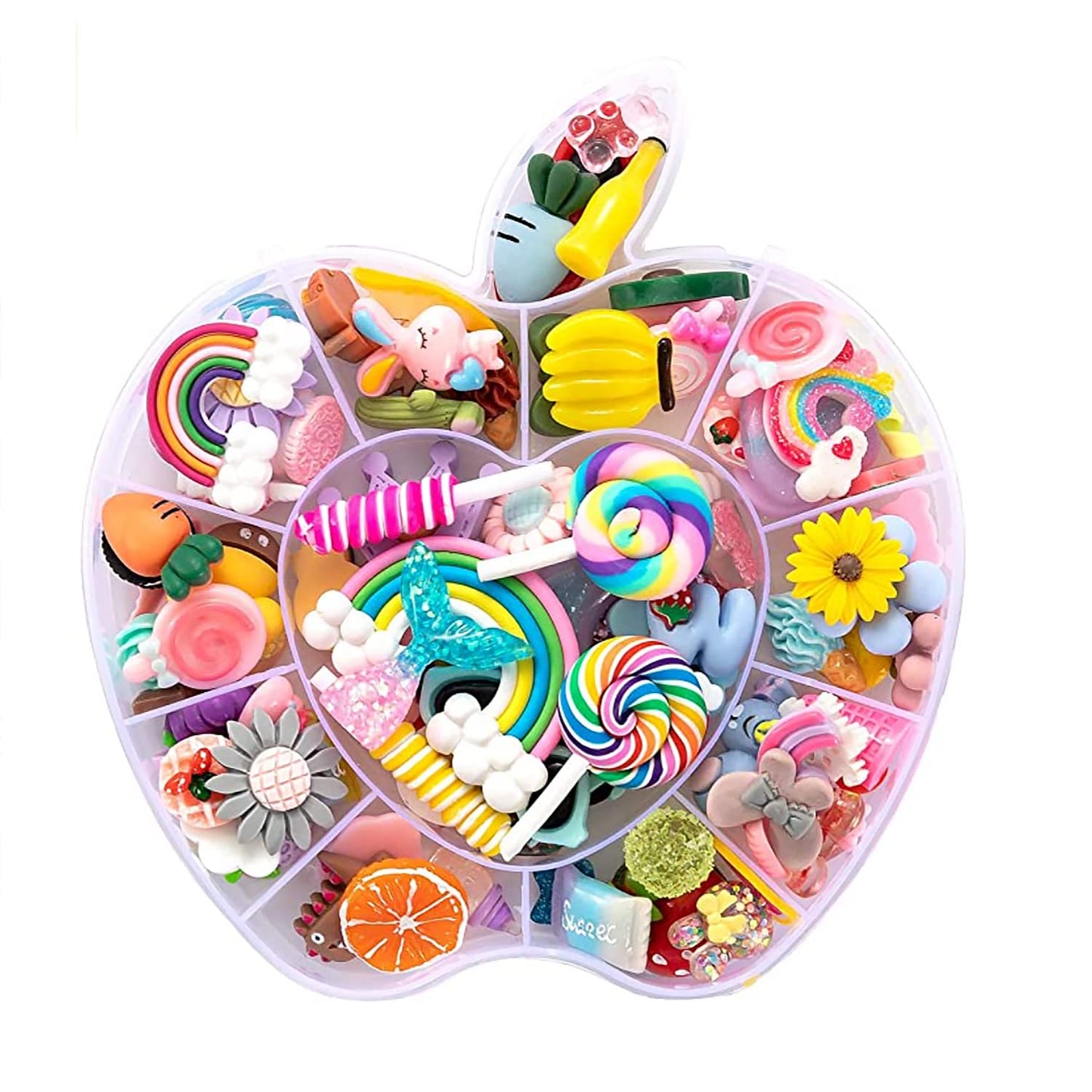 GOGOONLY 100pcs Charms Kawaii Cute Set Resin Candy Charms Mixed Assorted Sweets Flatback Beads Making Supplies for DIY Craft Making and Ornament Scrapbooking With Case