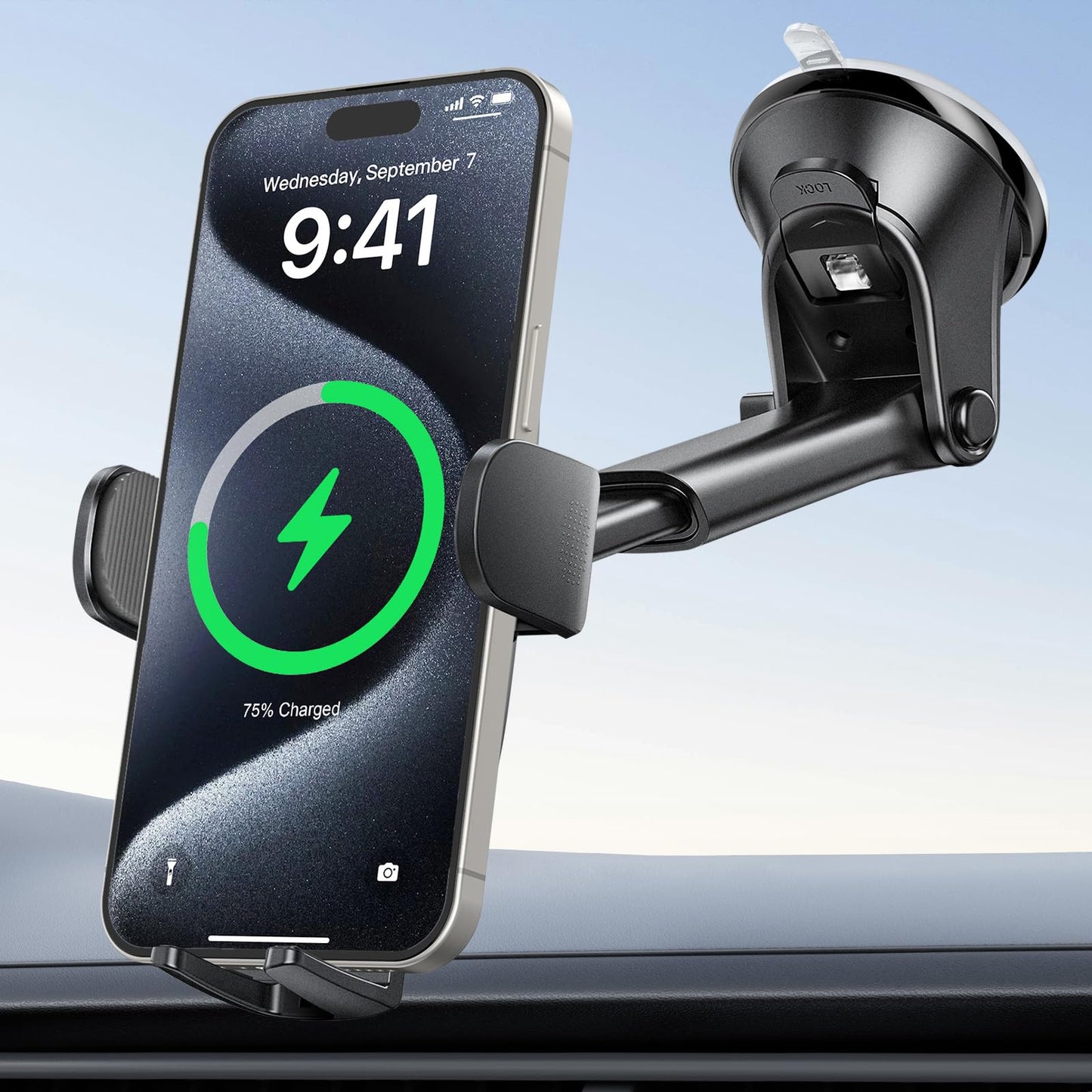 APPS2Car Car Phone Holder Mount, Dashboard/Windshield/Cell Phone Holder for Car, Compatible with iPhone, Samsung, All Phones,Black