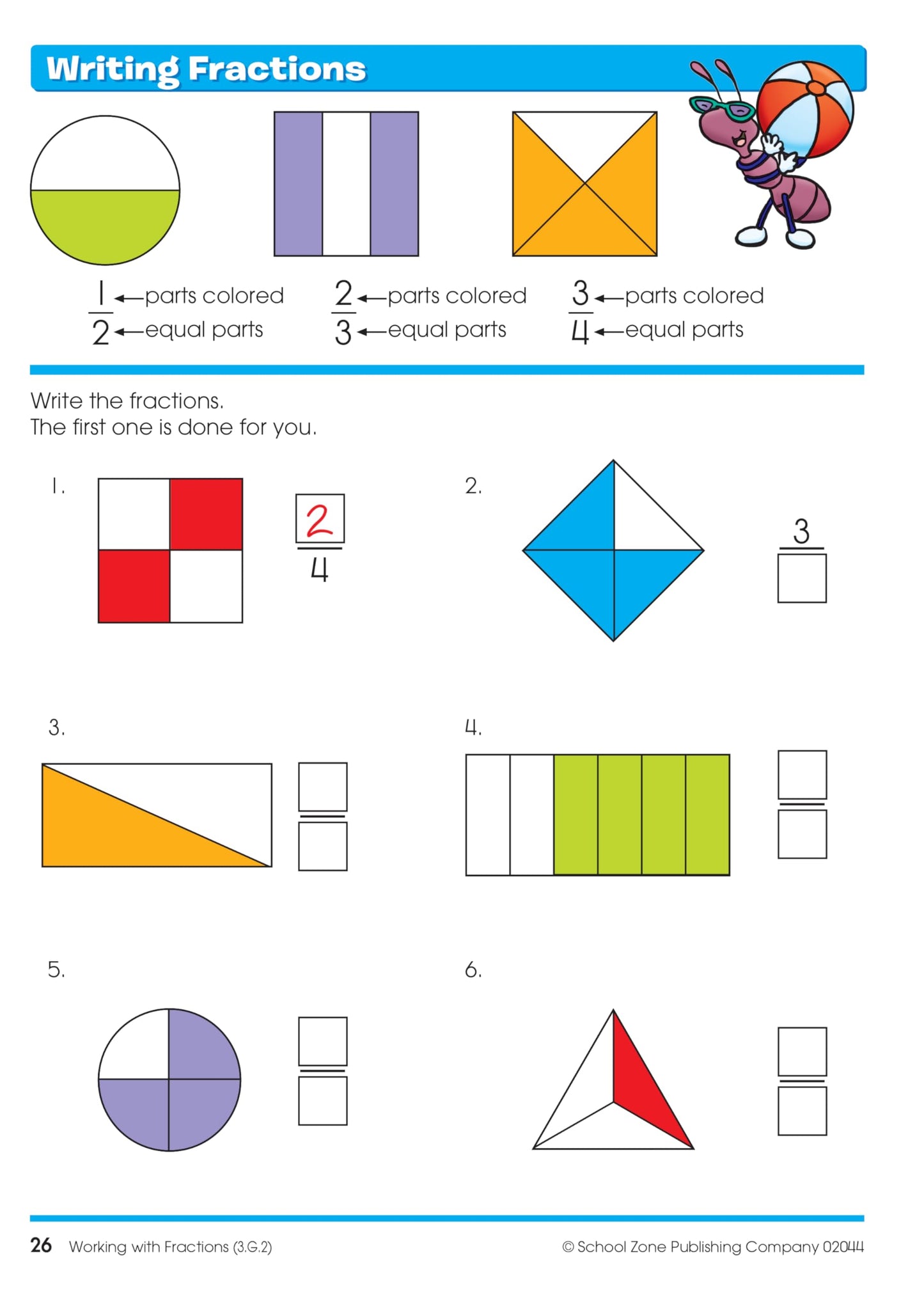 School Zone Time, Money & Fractions Workbook: 32 Pages, 1st Grade, 2nd Grade, Adding Money, Counting Coins, Telling Time, Ages 6 to 8 (I Know It! Book Series)