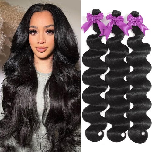 Bundles Human Hair 3 bundles 30 30 30 Inch Body Wave Bundles Human Hair 100% Unprocessed 10A Brazilian Virgin Weave Bundles Human Hair Extension Quick Weave Deals Natural Black