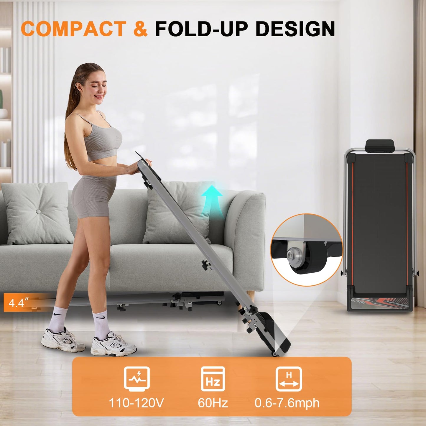 RIVANO 2025 Walking Pad Treadmill, Portable Under Desk Treadmill for Home Office Use, 2 in 1 Folding Walking Pad with Incline, Wide Walking Pad with Remote Control, Large Screen, Smart App