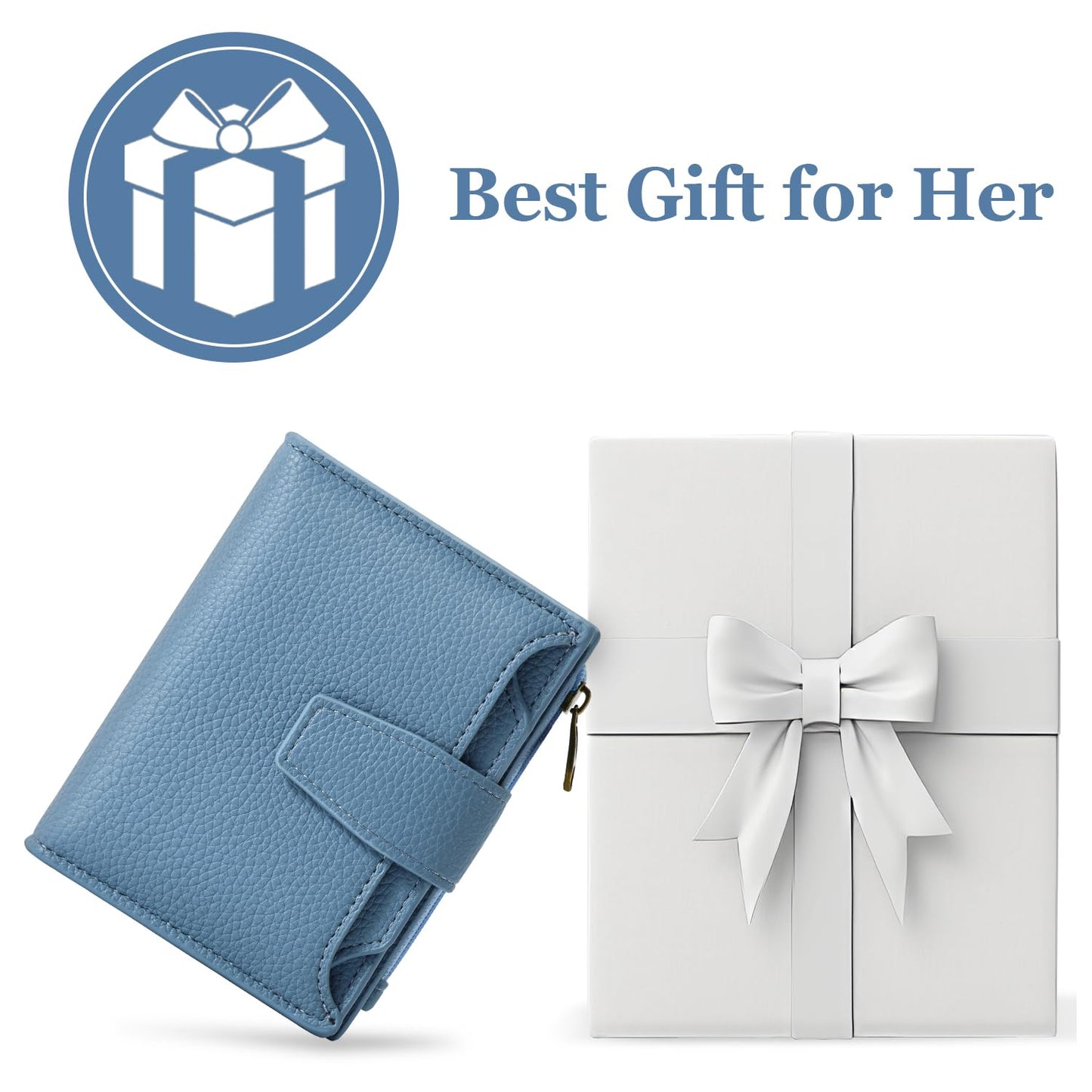 Airkit Small Wallet Women RFID Blocking Soft Leather Bifold Compact Card Holder Wallet for Women with Zipper Coin Pocket 4 ID Window