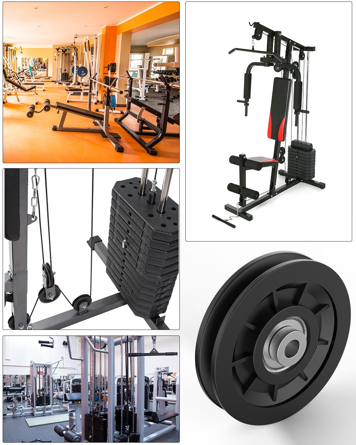 Mixizigoz 90mm/3.5" Universal Nylon Bearing Pulley-Wheel Replace for Home Gym Equipment Part Cable Machine, Wearproof Abration Bearing Wheel, Gym Equipment and Garage Door Pulley System