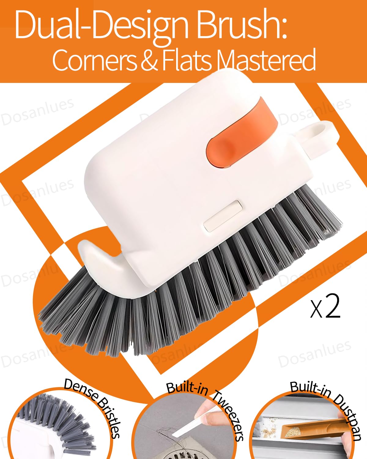 Groove Gap Cleaner Tools Set, 6 Pcs Hand-held 2 Brush with Dustpan&tweezer + 2 Sponge Brush with Dustpan + 2 Replacement Cloth for Sliding Door, Sill, Tile Lines, Shutter, Car Vents, Keyboard