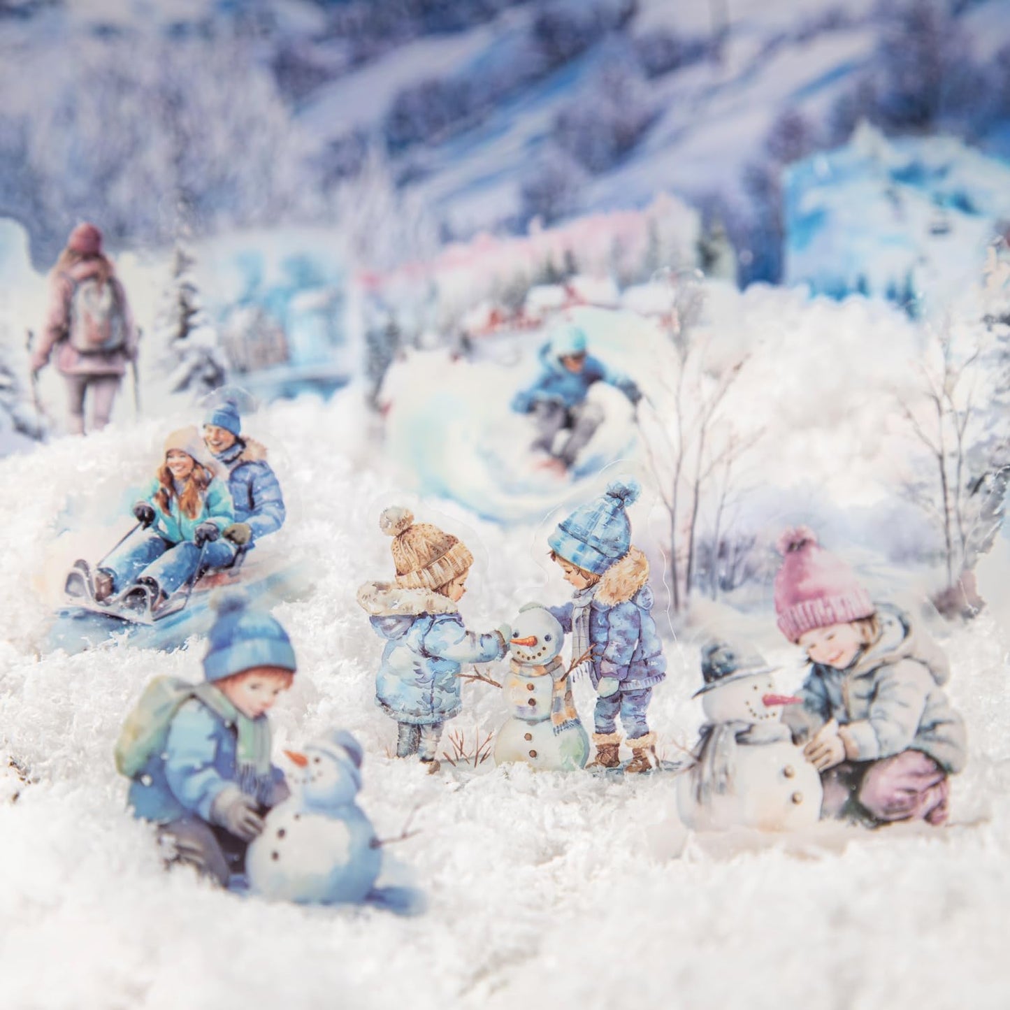 AuriicLeaf Snow Scene PET Stickers Set, 150PCS Winter Stickers for Scrapbooking, Journaling, DIY Crafts, and Art Supplies