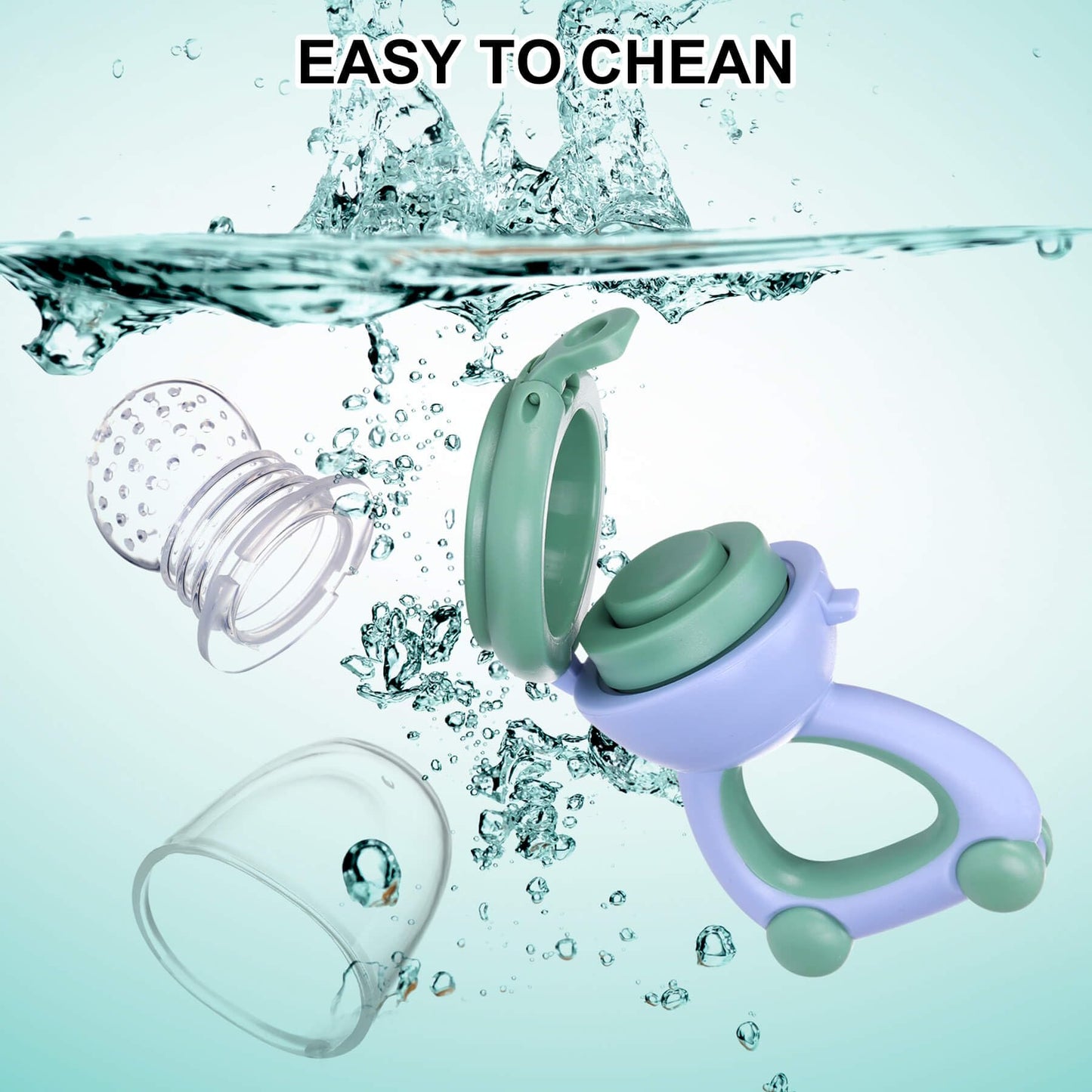 Baby Fruit Food Feeder Pacifier - Fresh Fruit Teething Toy 6M+, BPA Free Safely Introduce Solids Teething Relief Toy Includes Add Silicone Sacs, 2-Pack (Blue)