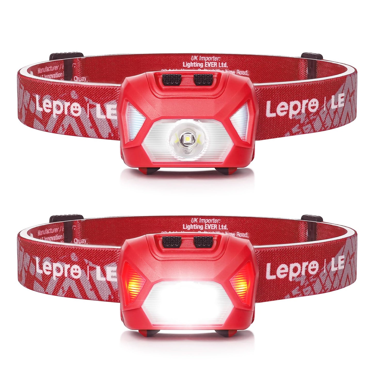 Lepro HeadLamp, 2 Pack Super Bright LED Head lamp with 6 Lighting Modes, Waterproof, Battery Powered LED Lightweight Headlight for Cycling Running Camping for Kids Adults