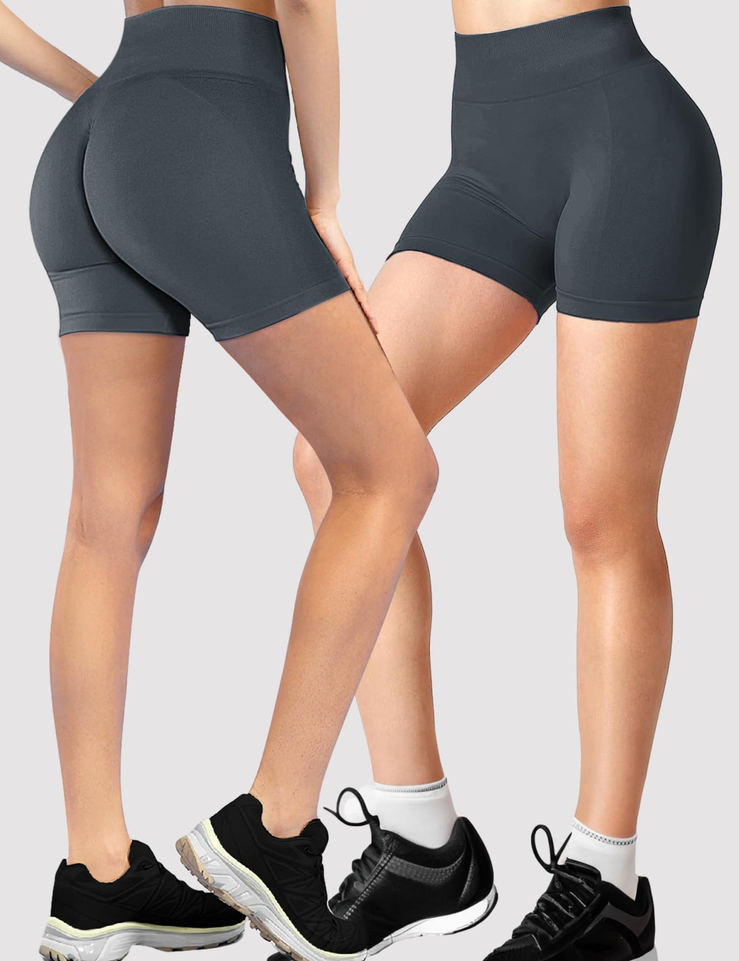 Gym Shorts Women Seamless Scrunch Butt Booty Lifting Workout Shorts High-Waisted Stretchy Yoga Leggings Athletic Shorts Pants for Squat Proof Contour Fitness Sport Running Biker Active Deep Grey