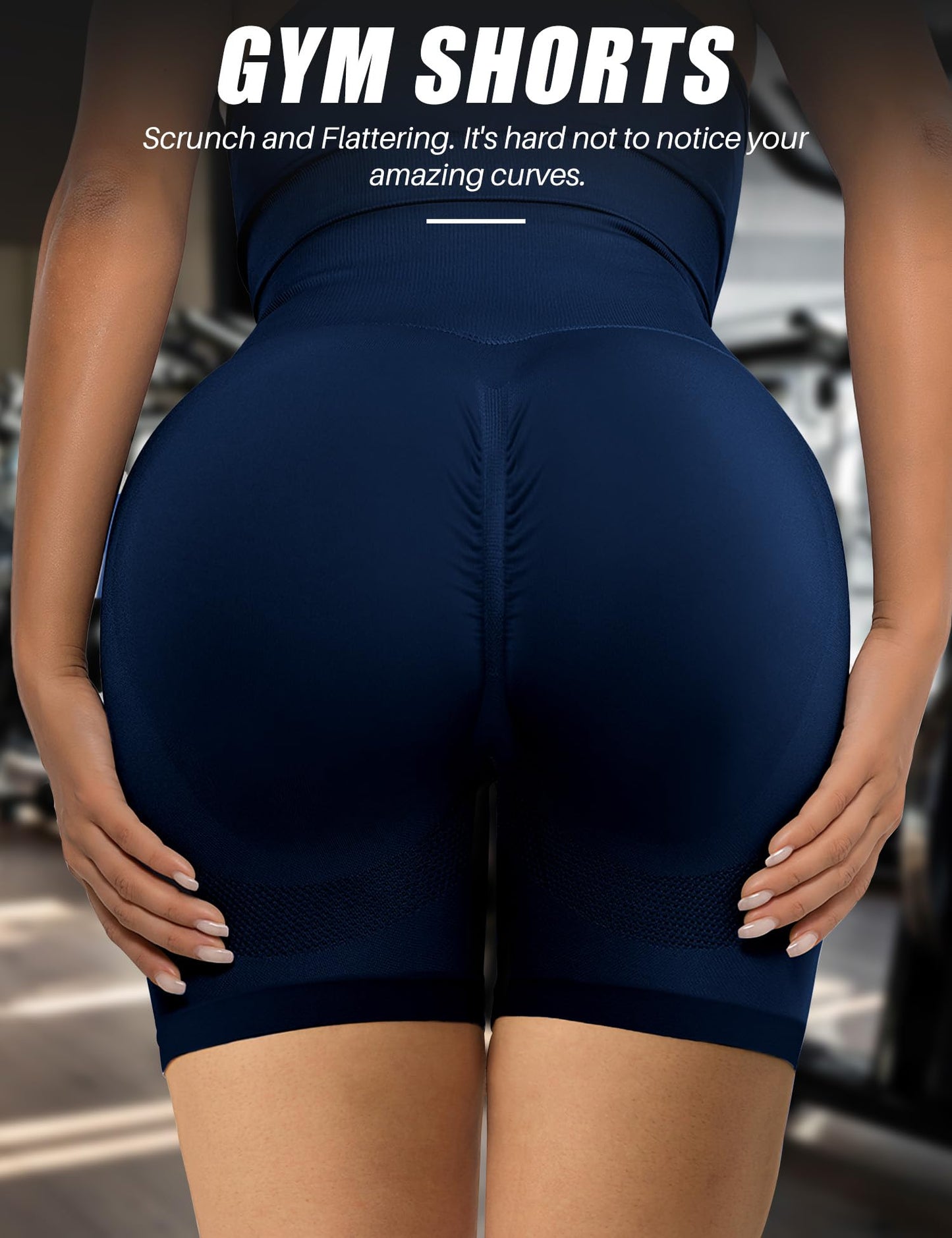 Womens 5" Scrunch Butt Lifting Shorts Workout Gym High Waisted Tummy Control Seamless Booty Yoga Biker Athletic Active Running Short Pants Compression Fitness Clothes Sport Exercise Tights Navy Blue