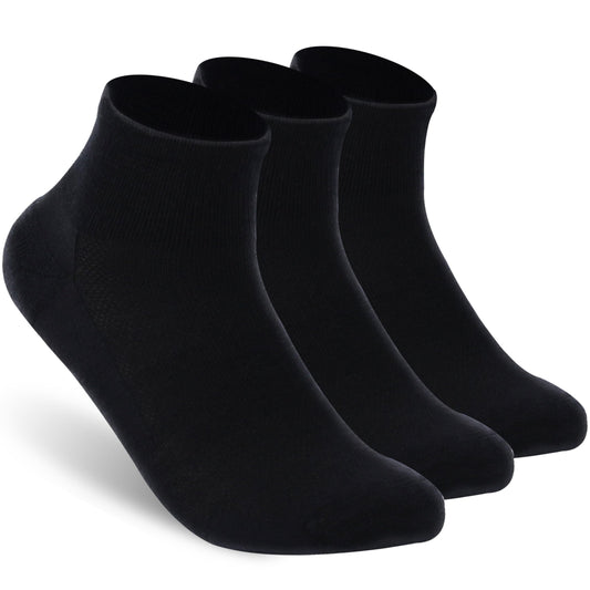 RTZAT 90% Merino Wool Ankle Men's Women's Athletic Business Casual Running Moisture Wicking Everyday Thin Wool Socks, Large, Black, 3 Pairs