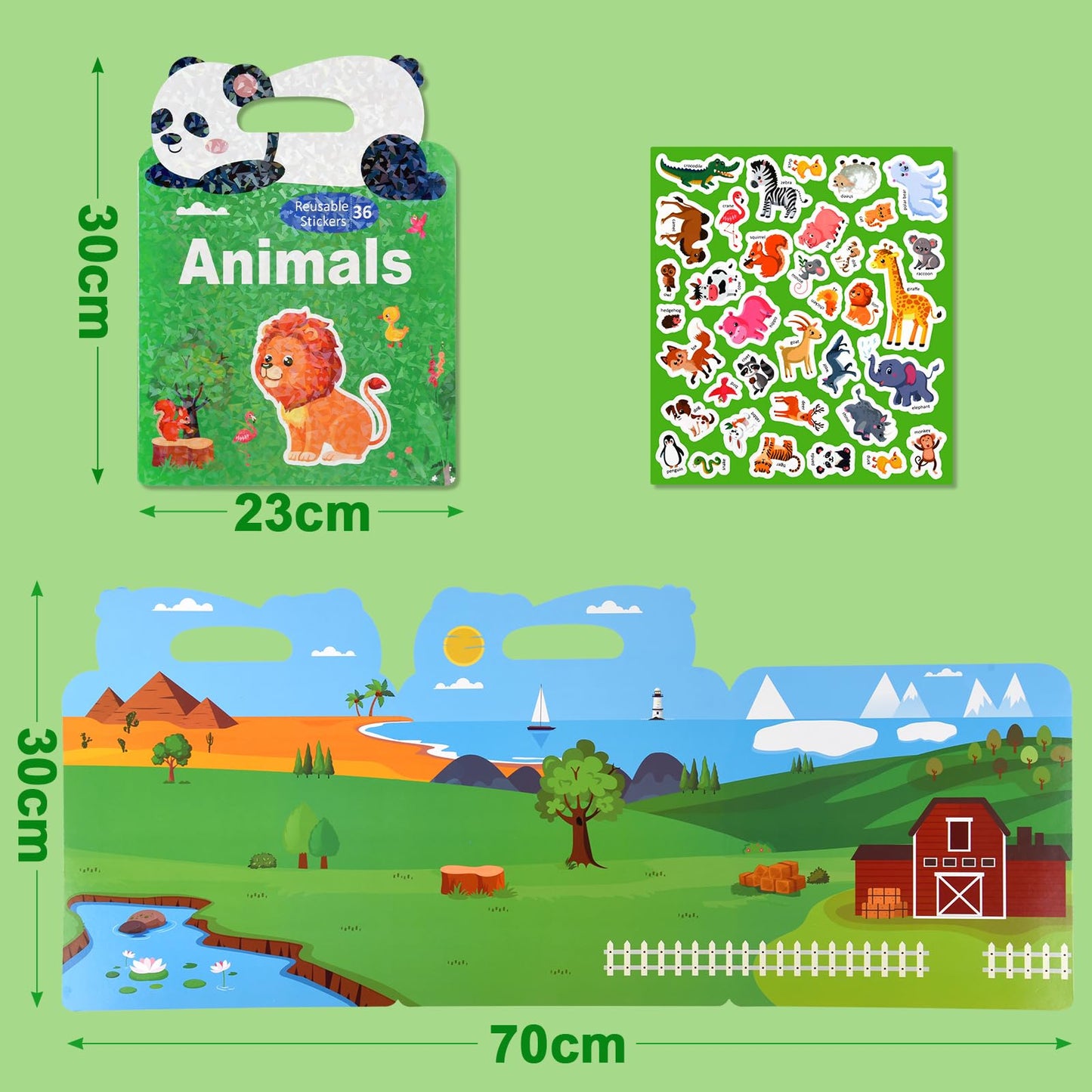 ASTARON 3 Pack Reusable 3D Puffy Sticker Book for Kids 3-6, Jelly Sticker Game Educational Sensory Learning Toy, Travel Toys and Busy Book(Animal Shade Handle)