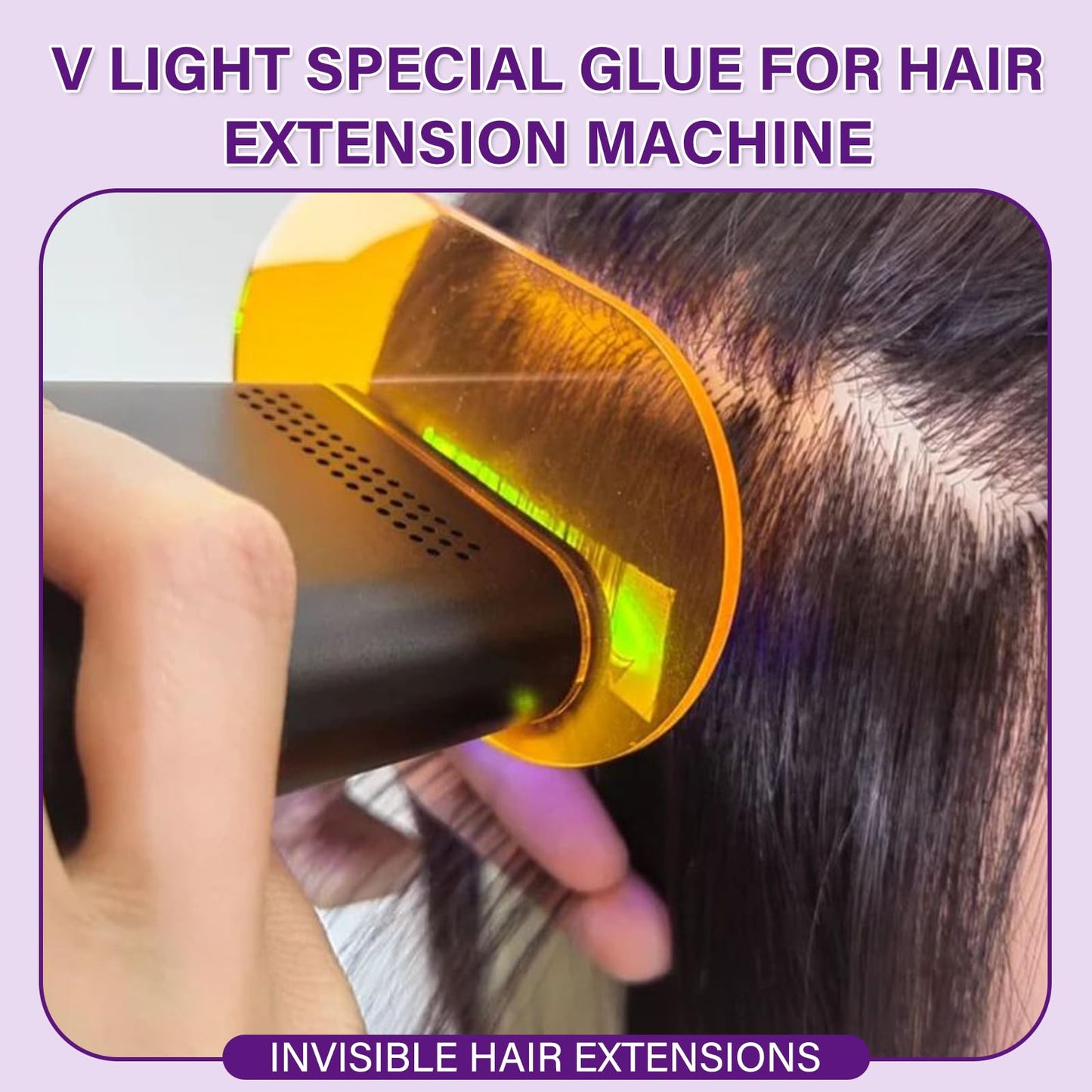 V Light Hair Extensions Kit with 1 Pack UV Lamp 1 Pack Remover Machine 4 Pack Glue 4 Pack Remover Solution