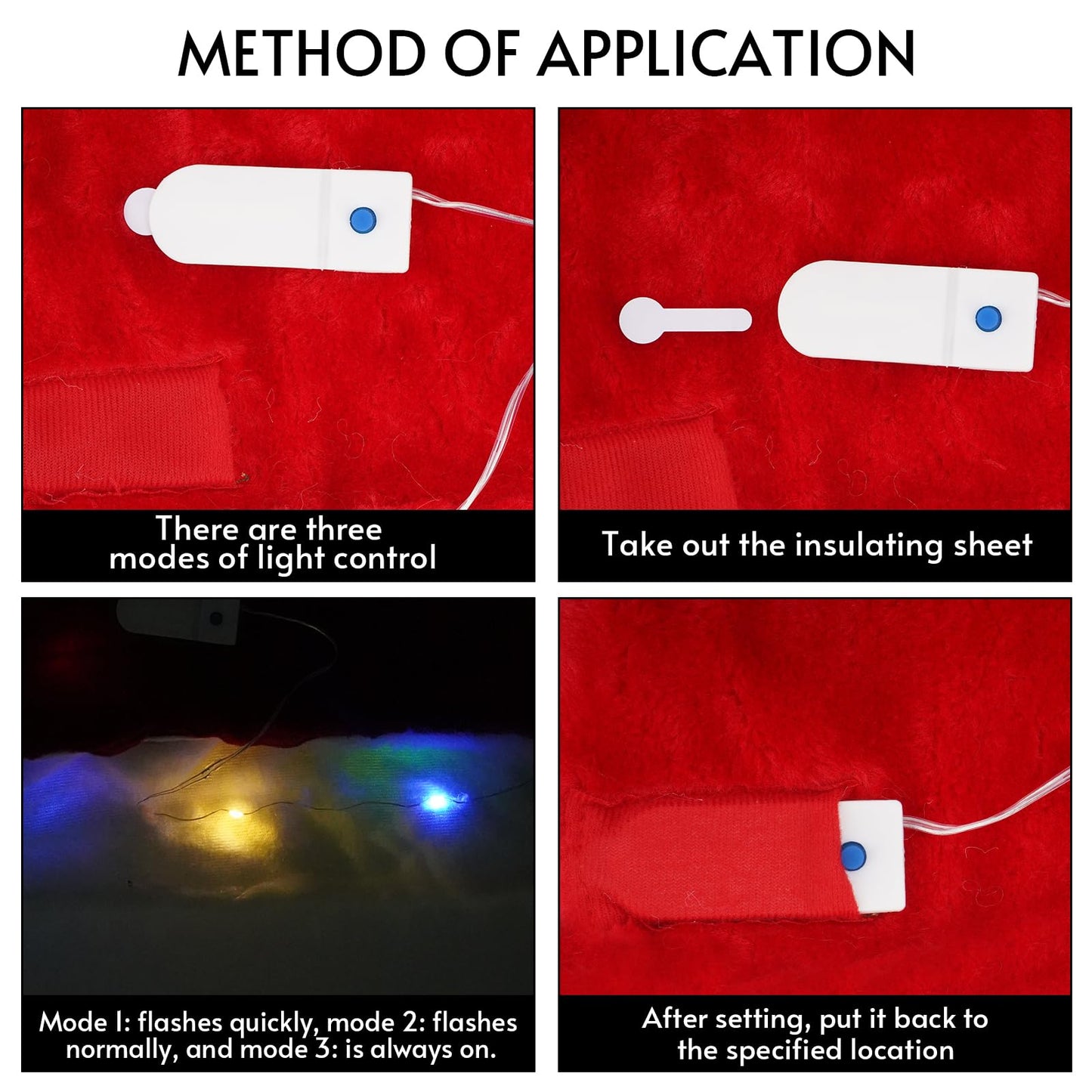 BSVI Christmas Santa Hat Holiday for Adults Unisex Led Light Up Velvet Comfort Extra Thicken Fur Xmas Hat for New Year Festive Party Decorations