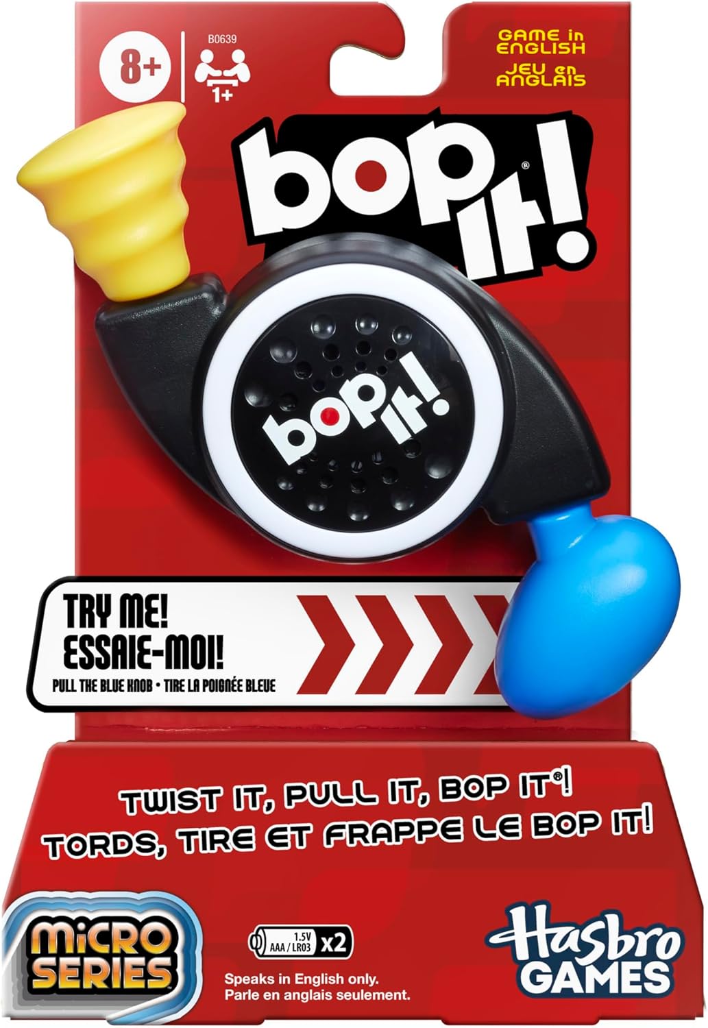 Hasbro Gaming Bop It! Micro Series Electronic Game for 1 or More Players, Classic Bop It! Gameplay in a Compact Size, Fun Party Game for Kids Ages 8+