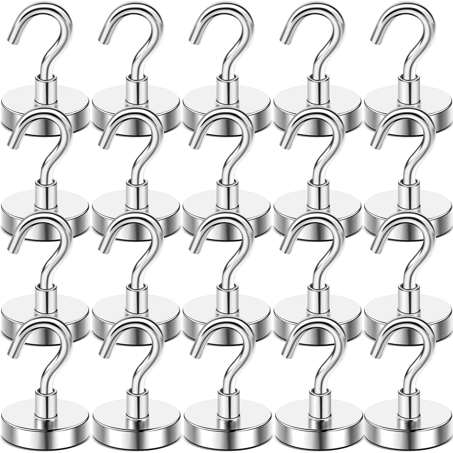 DIYMAG Magnetic Hooks, 30lbs+ Magnet Hook 2025 Cruise Cabin Ship Essentials Heavy Duty Strong Magnets Refrigerator Fridge Hanging for Classroom Beach Vacation Kitchen Grills Home 20 Pack (Silver)
