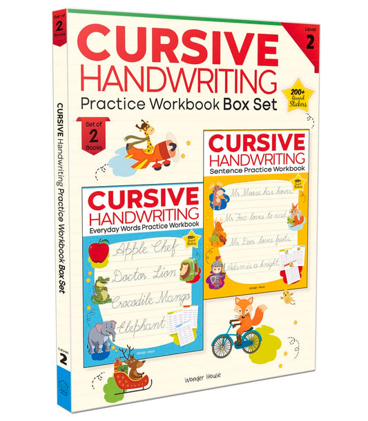 Cursive Handwriting: Everyday Letters and Sentences: Level 2 Practice Workbooks For Children (Set of 2 Books)