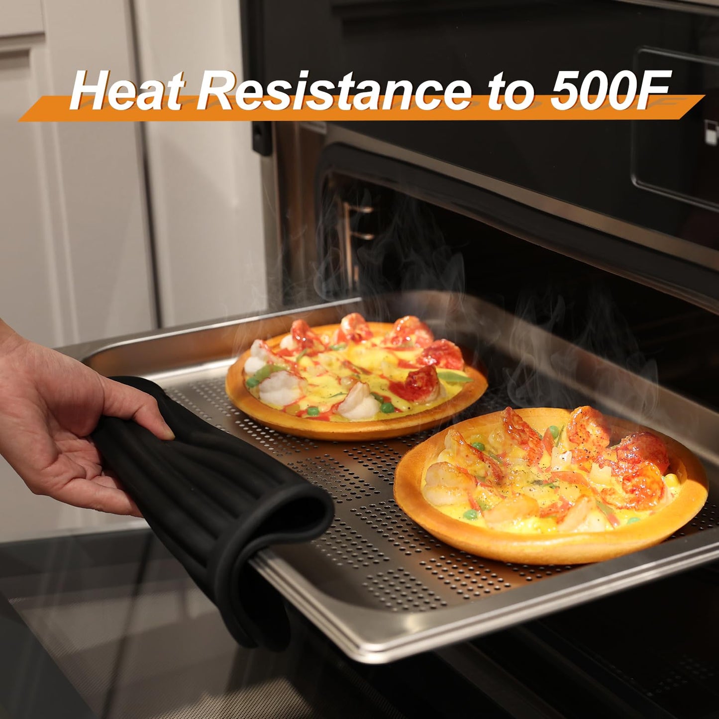 Joyhalo 4 Pack Trivets - Silicone Hot Pads for Kitchen, 9'' x 12'', Heat Resistant to 480F, Black