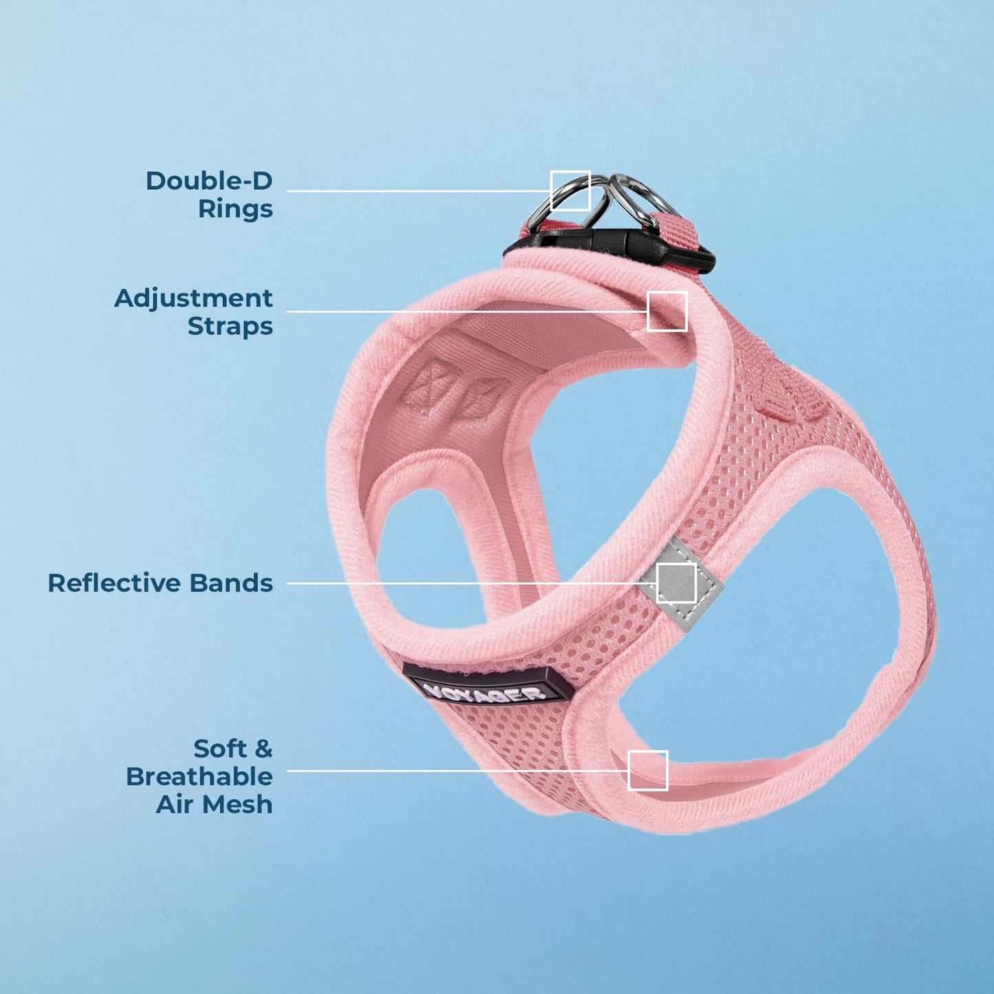 Best Pet Supplies Voyager Step-in Air Dog Harness - All Weather Mesh, Reflective, No Pull Harness for Small, Medium Dogs, Cats - Secure with Hook & Loop Fastener, Buckle, Double D-Rings - Pink, S