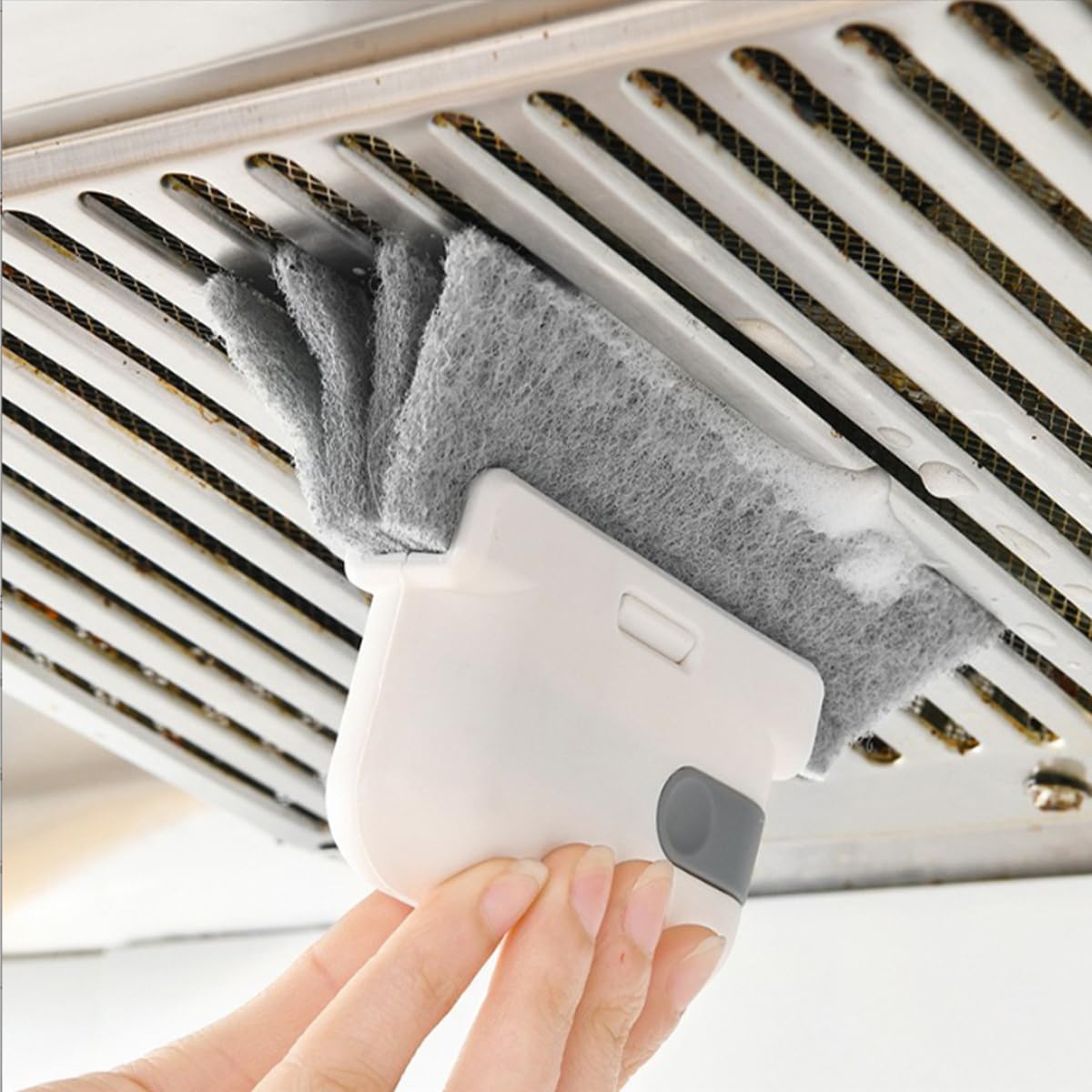 Heideryafei Window Track Cleaning Brush with Hidden Scraper for Sliding Door and Window Tracks, Shutters, Kitchen Sink Cleaning