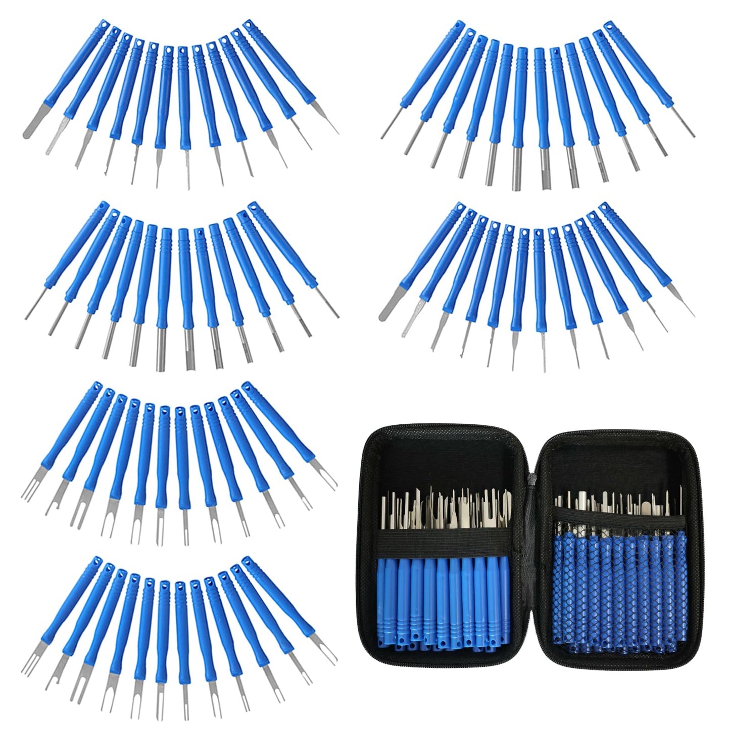 Upgraded Terminal Removal Tool Kit-72Pcs Blue Car Terminal Ejector Kit, Terminal Pin Removal Tool Kit Electrical Wire Connector Pin Release Tool for Automotive Household Devices