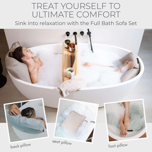 BADESOFA® Luxury Bath-Tub Pillow Set | 3-Piece Bath Pillow Set with Premium Materials & CleanDry+ | Bath Pillows for Head, Neck, & Full Body Comfort | Spa Pillow for Bath- or Hot Tub in Grey