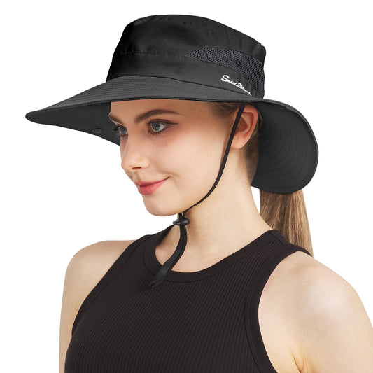 NPJY Sun Hats for Women Men 3” Wide Brim UPF 50+ Fishing Beach Bucket Hats