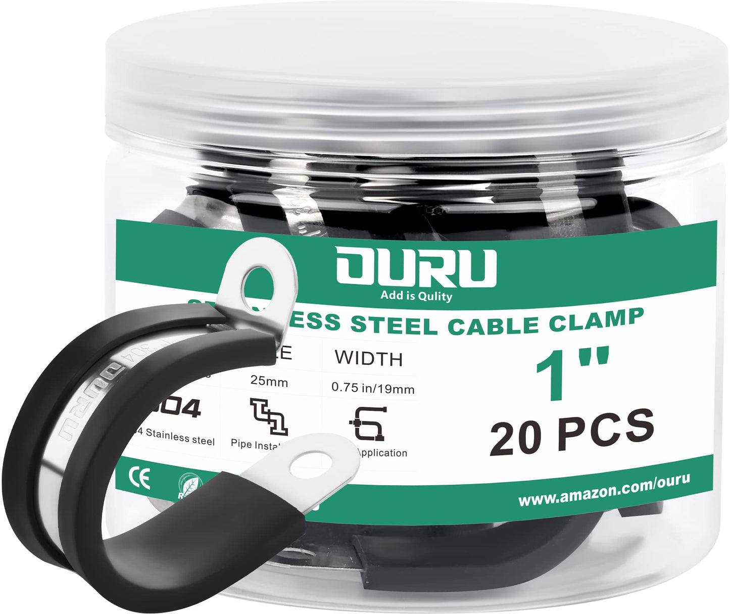 56PCS Cable Clamps Assortment Kit,6 Sizes—1/4" 5/16" 3/8" 1/2" 5/8" 3/4" Stainless Steel Rubber Coated Cushioned Insulated Cable Clamp,Automotive Cable Wire Clamps,Pipe Clamps,Metal Clamp