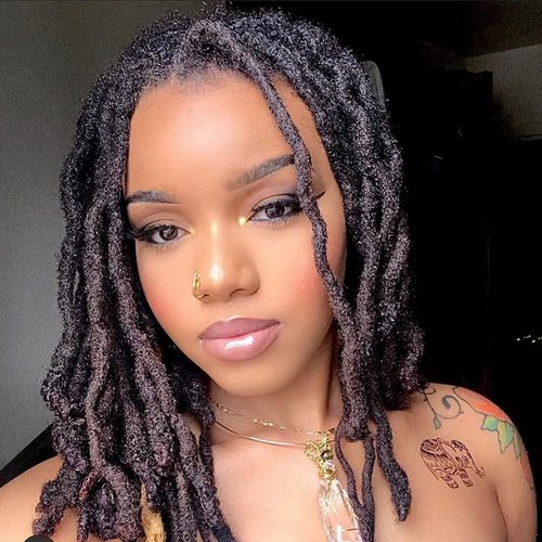 10 Inch 60 Strands Dreadlock Extensions for Women/Men 100% Handmade Loc Extensions Human Hair Can Be Curled and Bleached Dreads Extension with Needle(width 0.6cm natrual color)