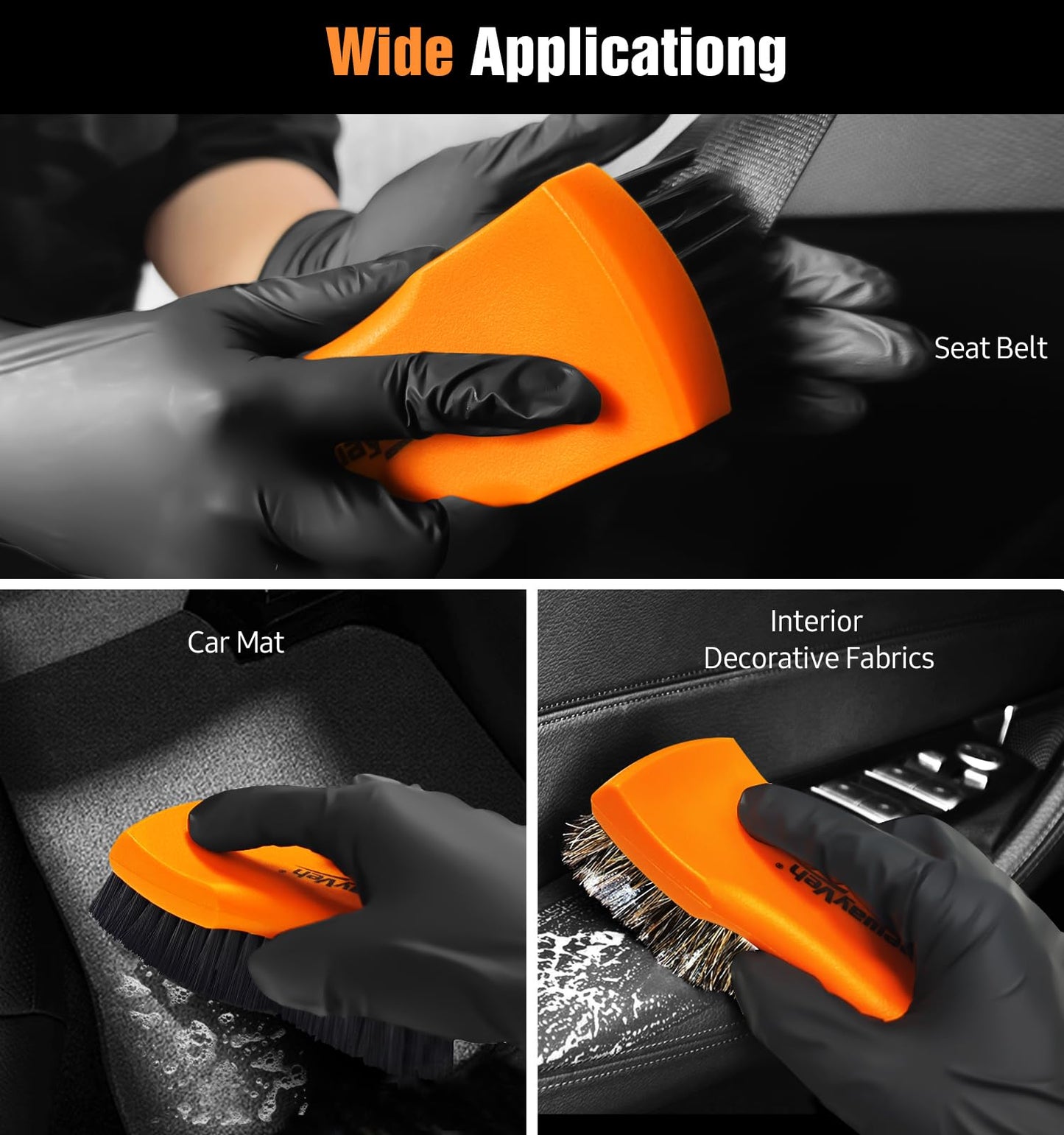 YeewayVeh 2PCS Leather Cleaning Brush, Horse Hair Brush for Car Leather Seat, Fabric, Shoes and Furniture, Soft Detailing Brush for Carpets, Seat Belts and Car Interior